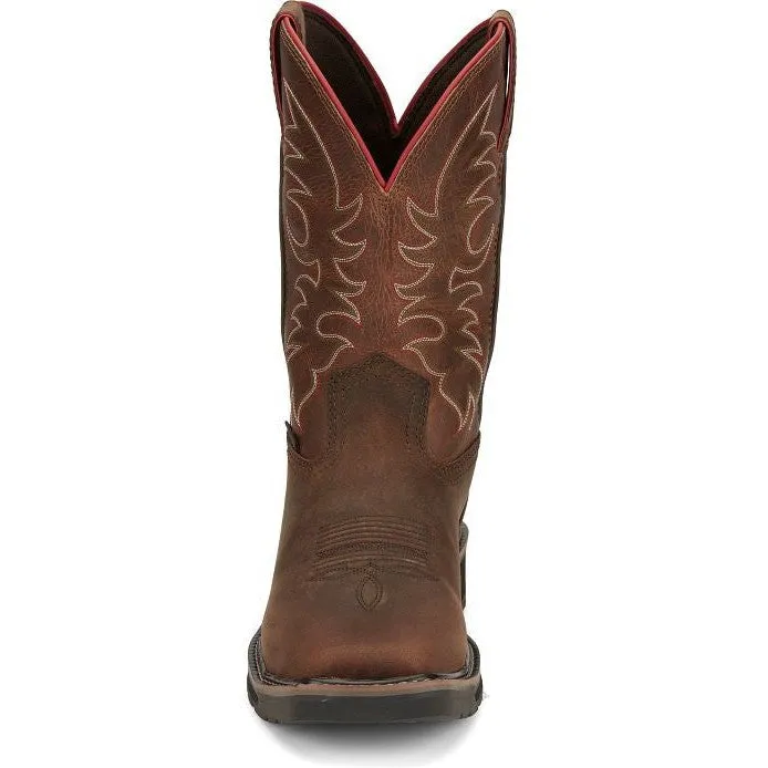 Justin Men's Driller II 11" WP Steel Toe Western Work Boot -Brown- SE3117