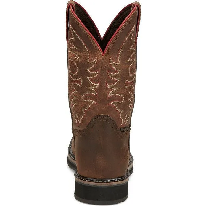 Justin Men's Driller II 11" WP Steel Toe Western Work Boot -Brown- SE3117