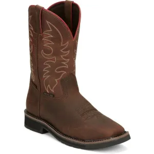 Justin Men's Driller II 11" WP Steel Toe Western Work Boot -Brown- SE3117