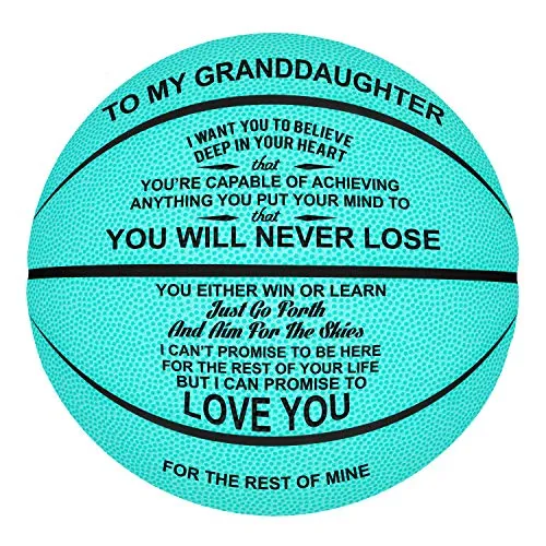 K KENON Customized Engraved Basketball Personalized Basketball for Daughter Son Granddaughter Wife Husband Birthday You Will Never Lose (for Granddaughter)