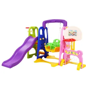 Keezi Kids Slide Swing Set Basketball Hoop Study Table Outdoor Toys 140cm Purple - ONLINE ONLY