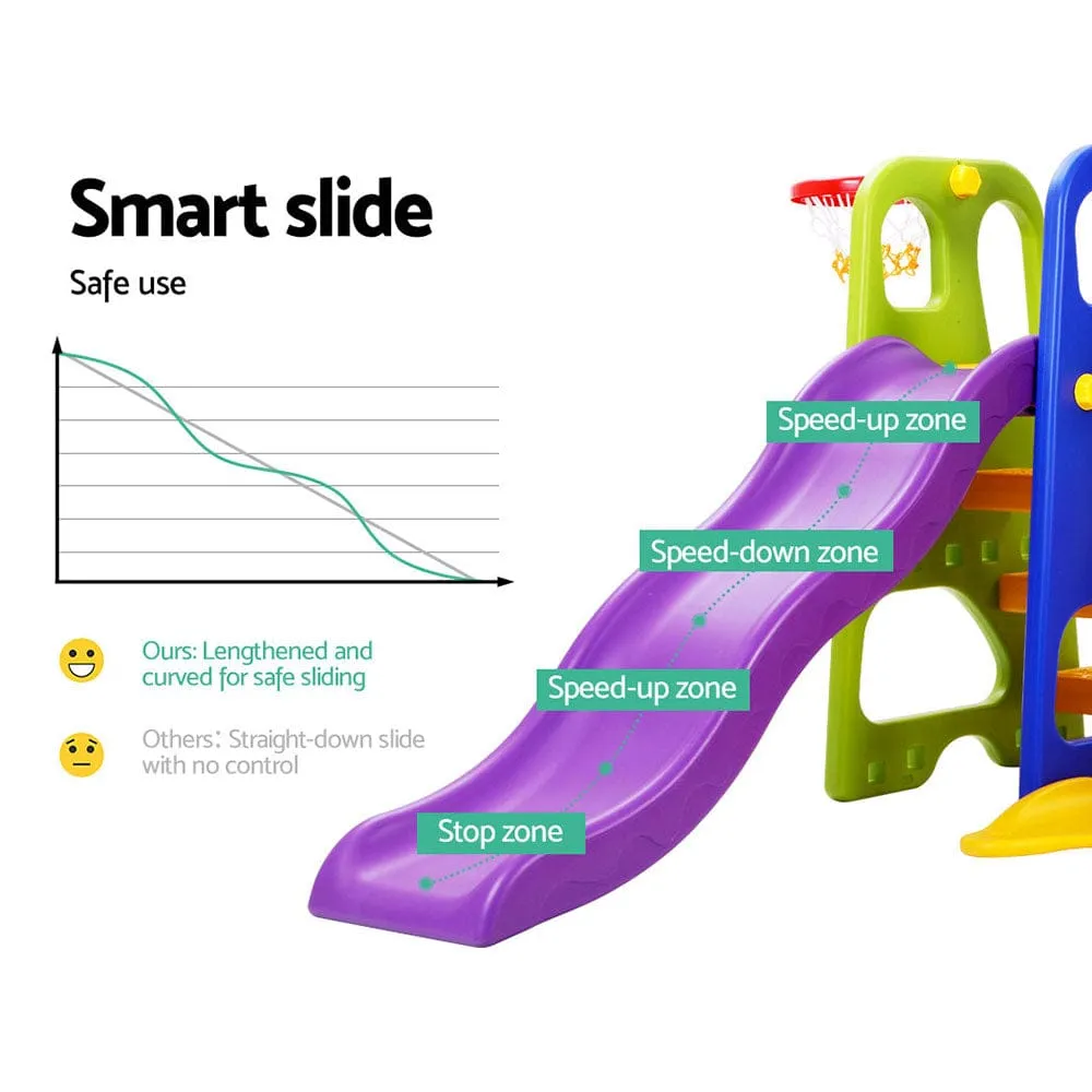 Keezi Kids Slide Swing Set Basketball Hoop Study Table Outdoor Toys 140cm Purple - ONLINE ONLY