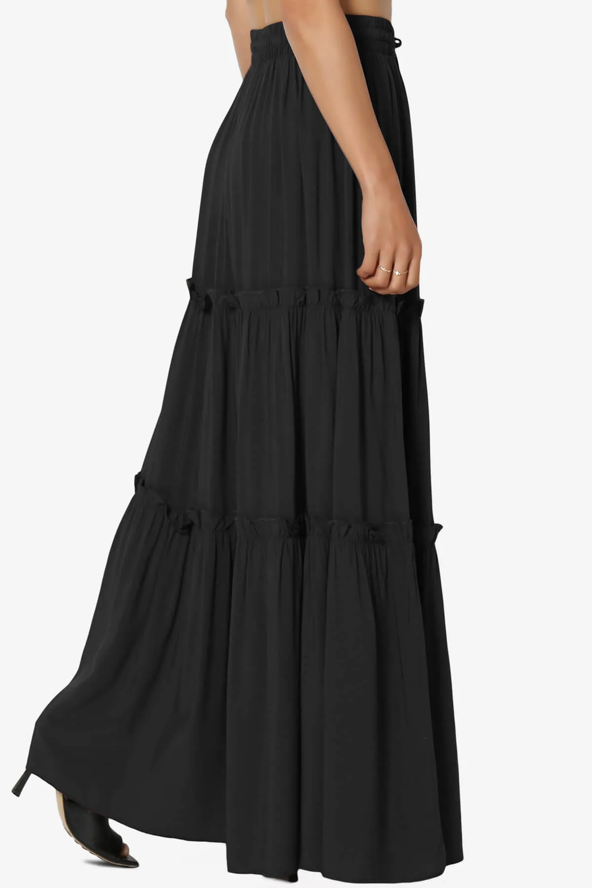 Kelton Ruffle Tiered Woven Maxi Skirt PLUS