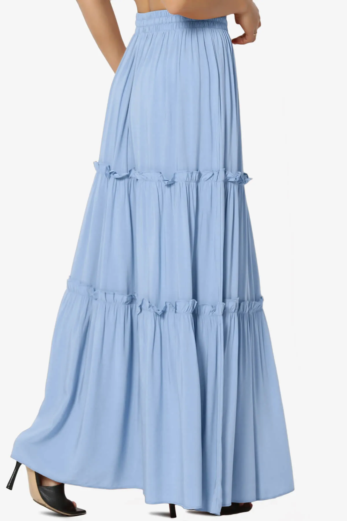 Kelton Ruffle Tiered Woven Maxi Skirt PLUS