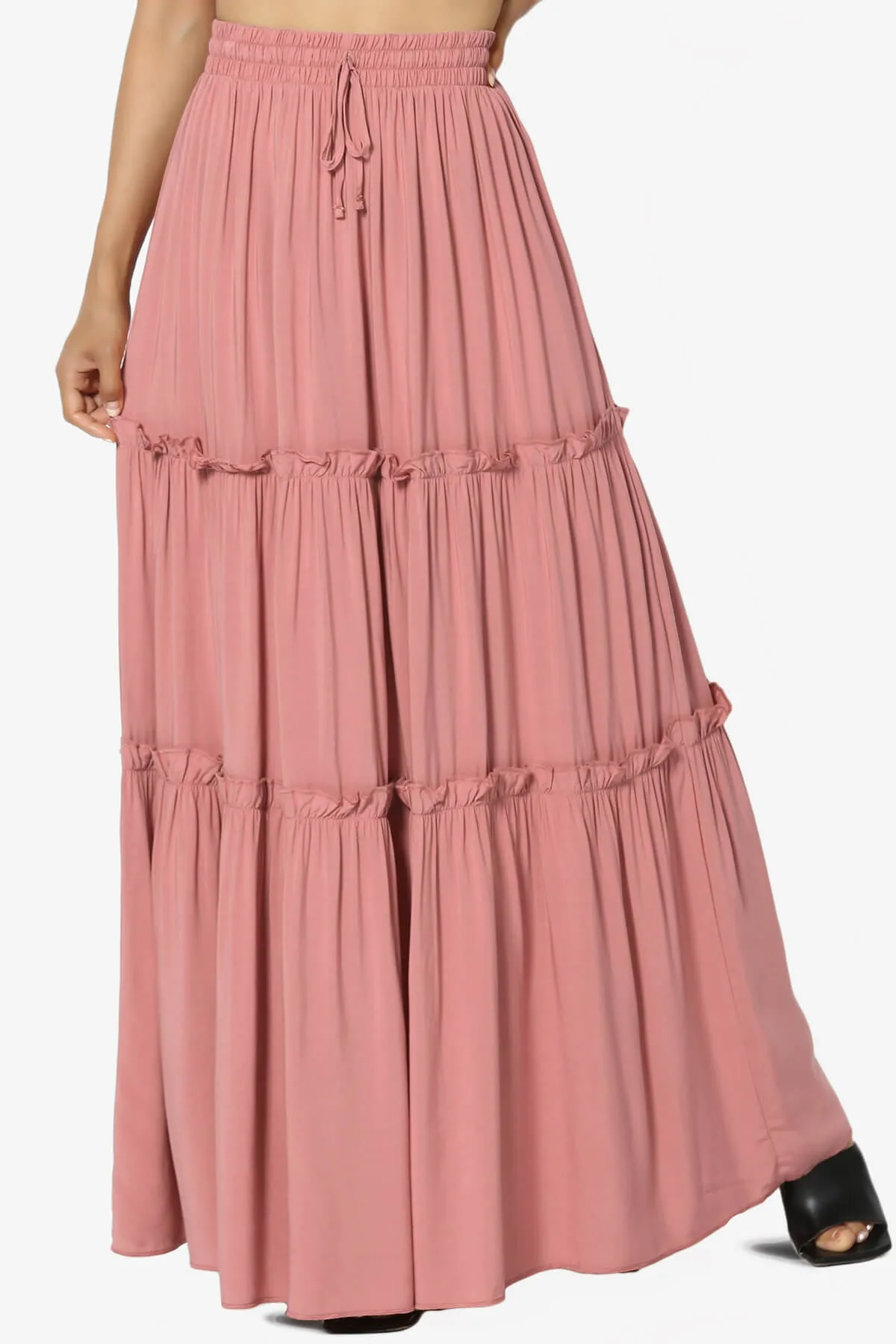 Kelton Ruffle Tiered Woven Maxi Skirt PLUS