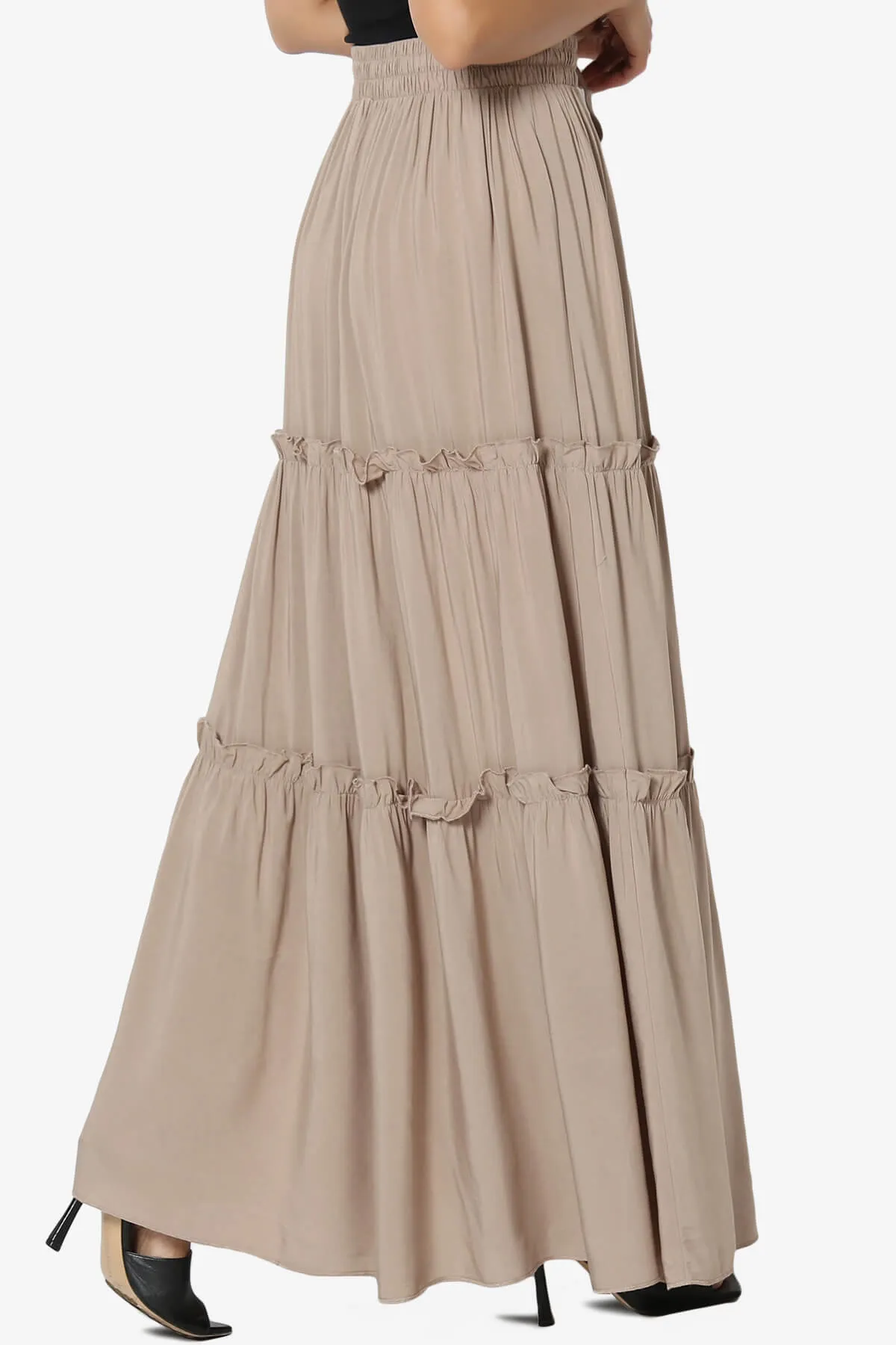 Kelton Ruffle Tiered Woven Maxi Skirt PLUS