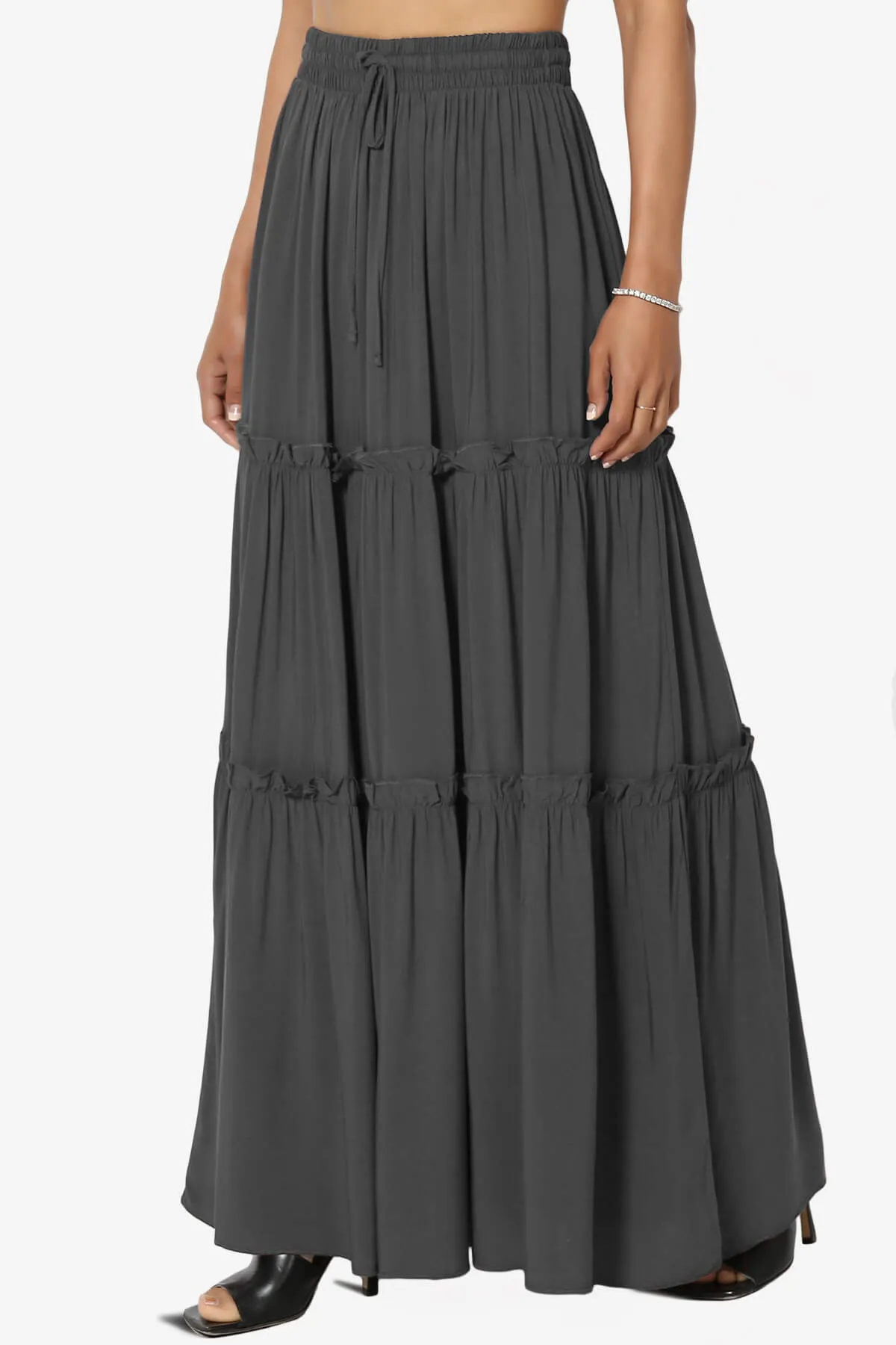 Kelton Ruffle Tiered Woven Maxi Skirt PLUS