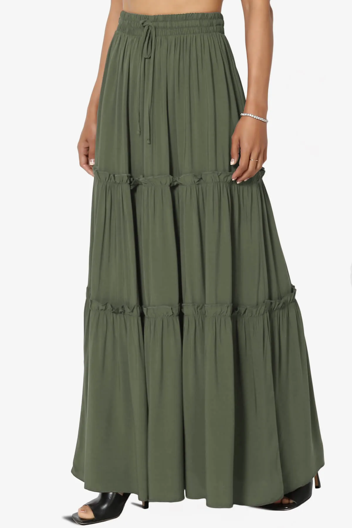 Kelton Ruffle Tiered Woven Maxi Skirt PLUS