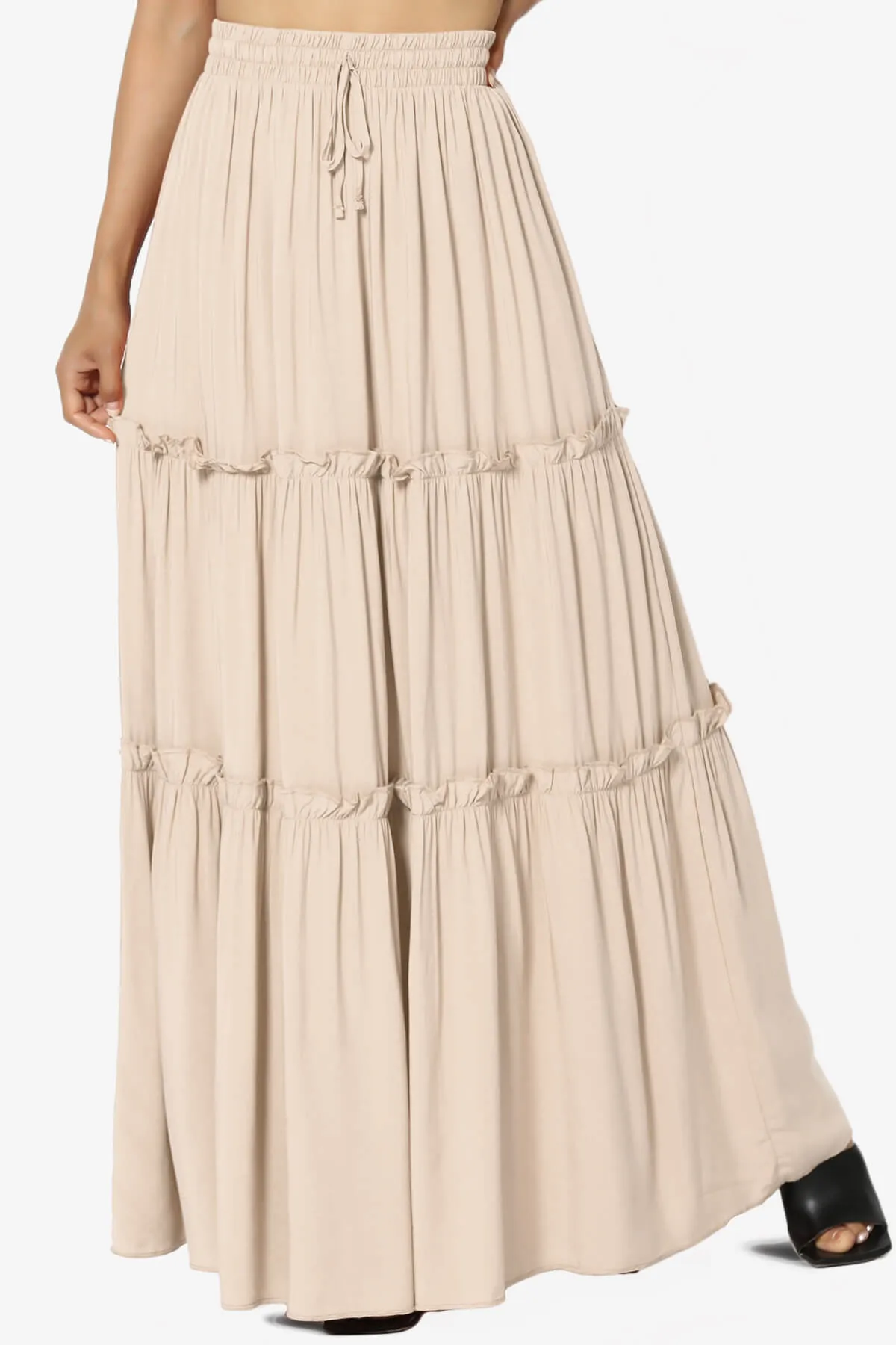 Kelton Ruffle Tiered Woven Maxi Skirt PLUS