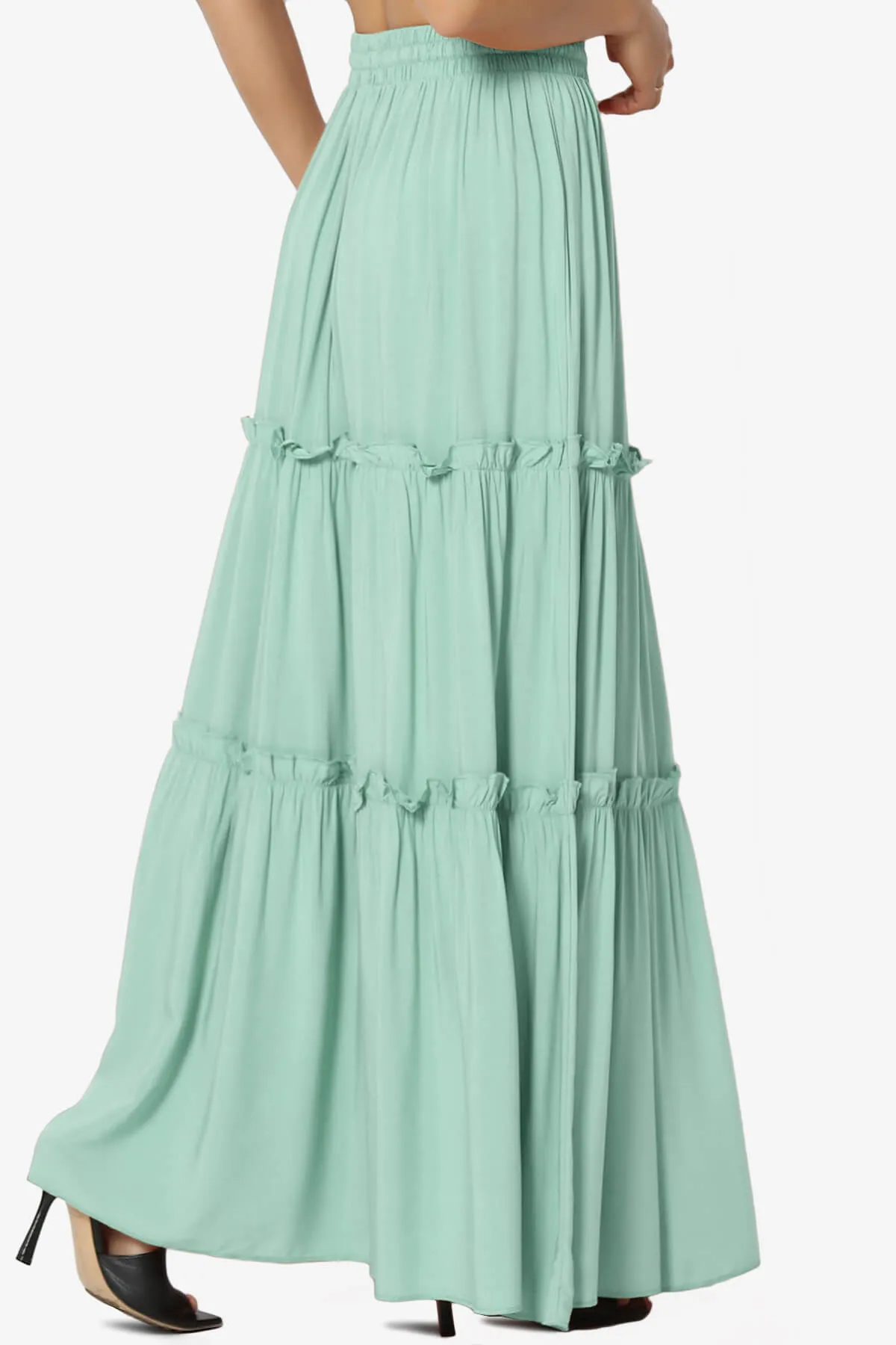 Kelton Ruffle Tiered Woven Maxi Skirt PLUS