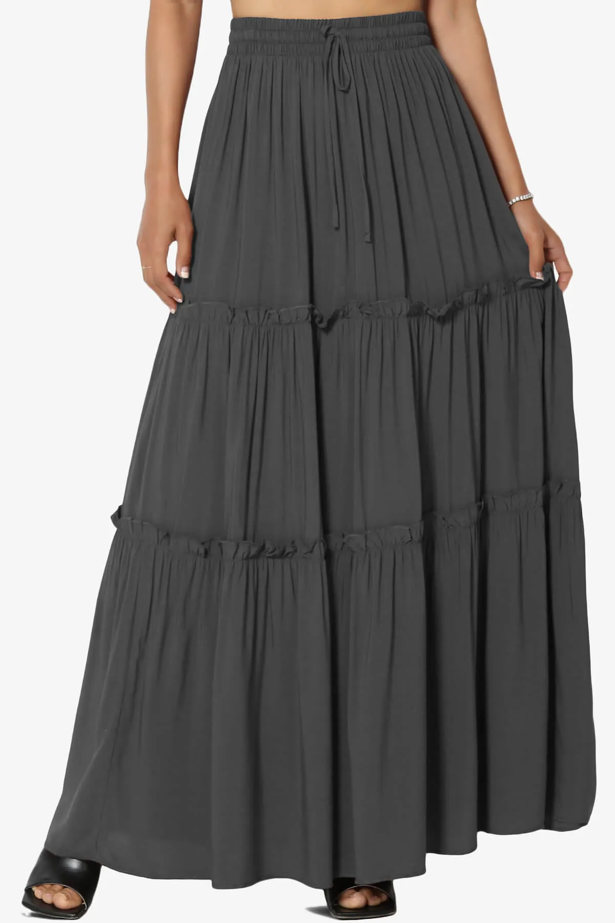 Kelton Ruffle Tiered Woven Maxi Skirt PLUS