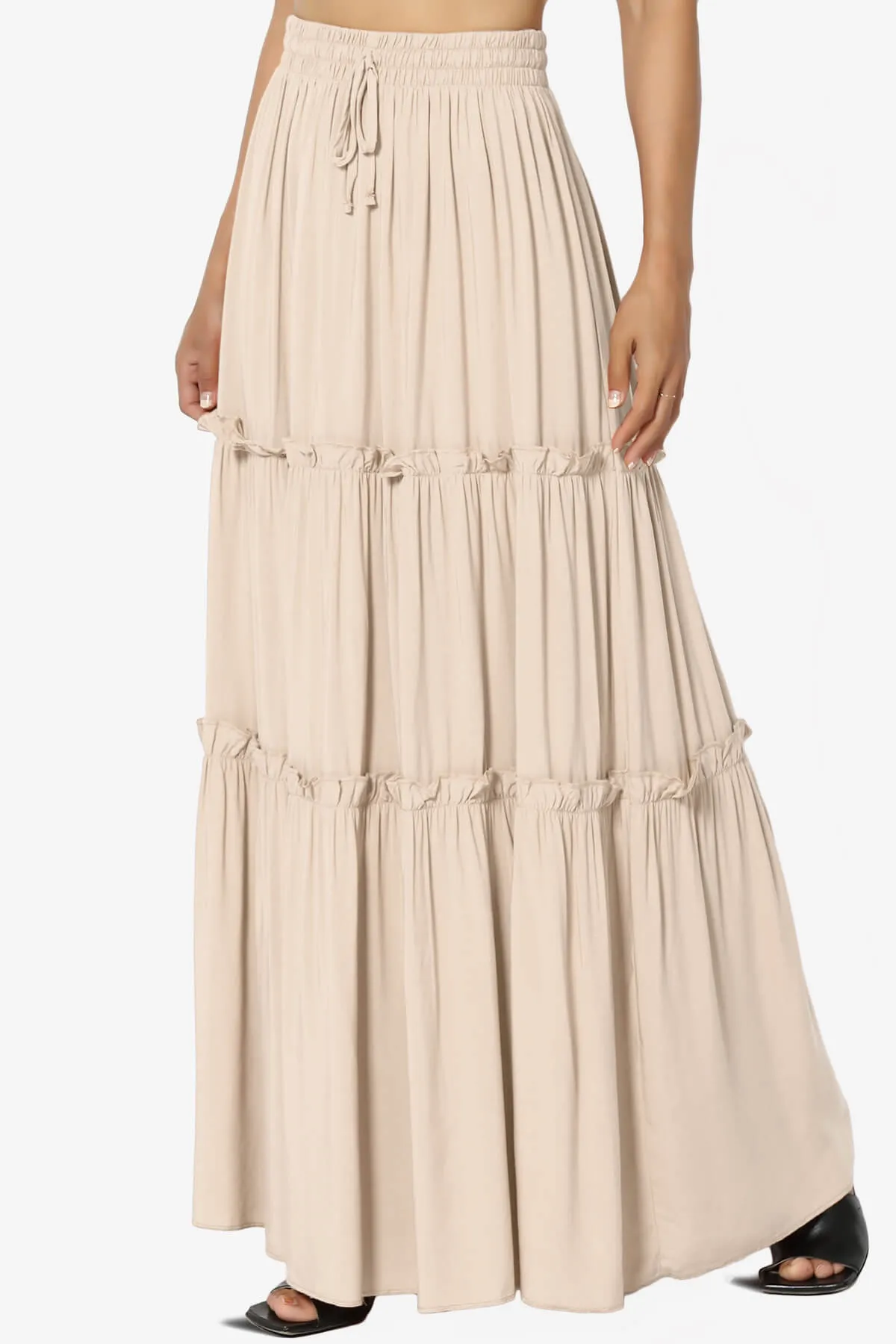 Kelton Ruffle Tiered Woven Maxi Skirt PLUS
