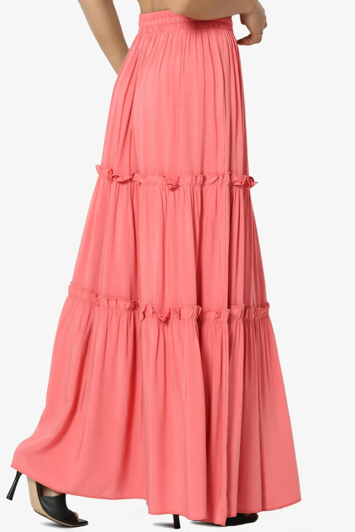 Kelton Ruffle Tiered Woven Maxi Skirt PLUS