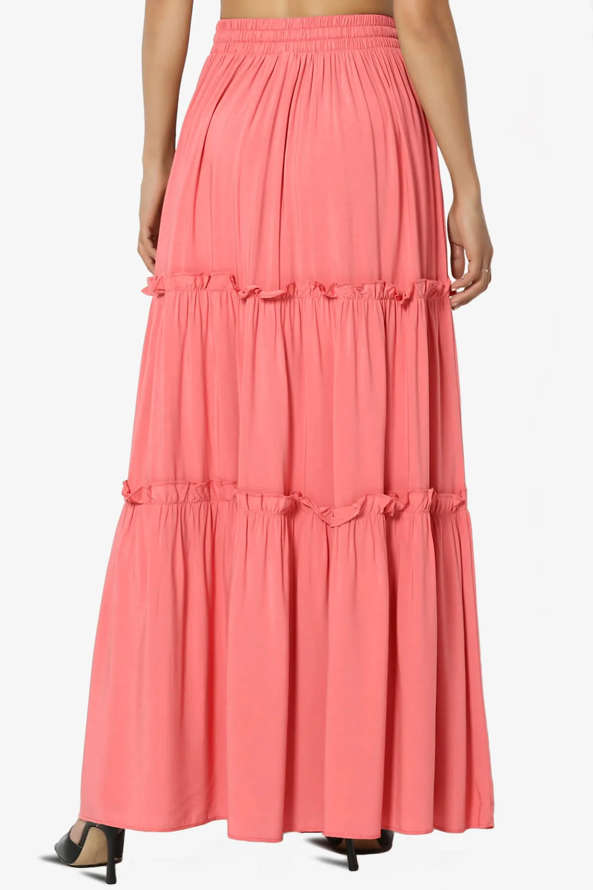 Kelton Ruffle Tiered Woven Maxi Skirt PLUS