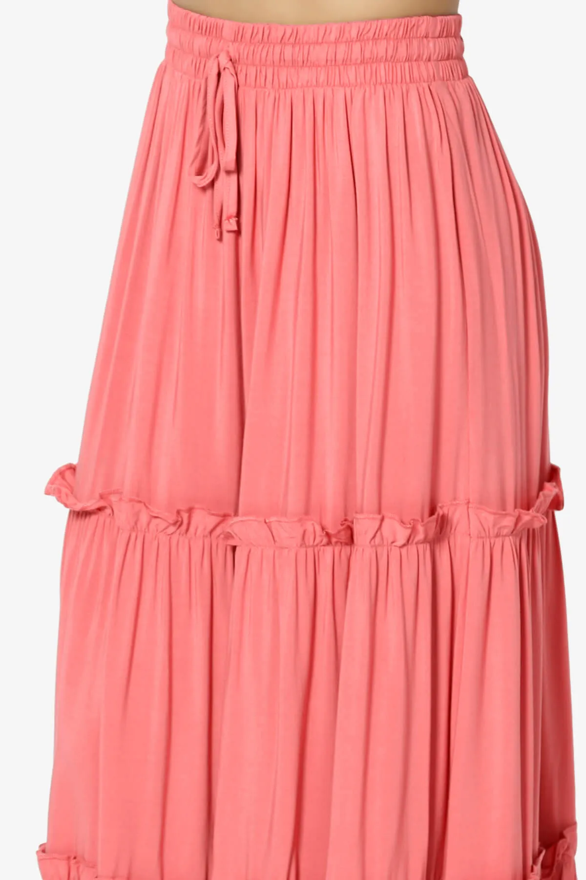 Kelton Ruffle Tiered Woven Maxi Skirt PLUS
