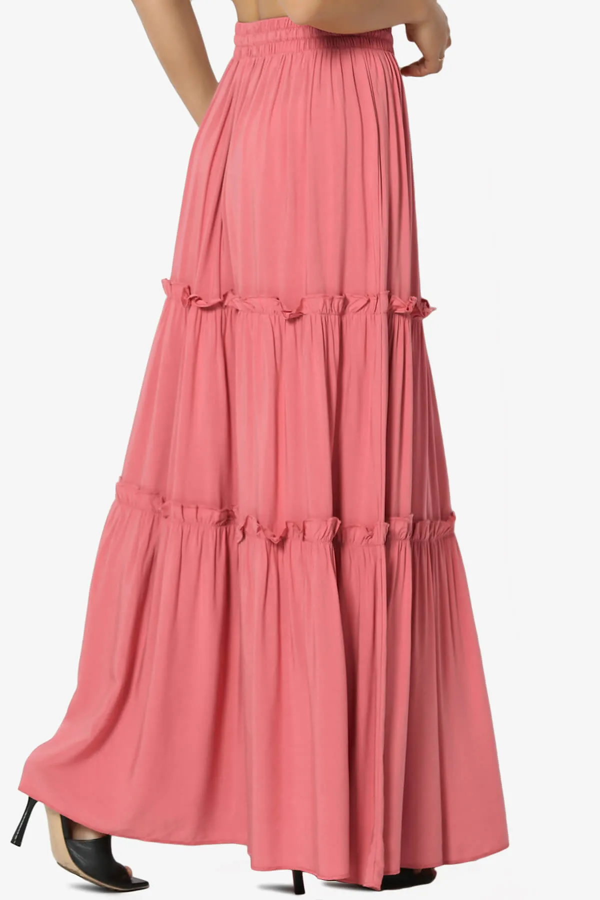 Kelton Ruffle Tiered Woven Maxi Skirt PLUS