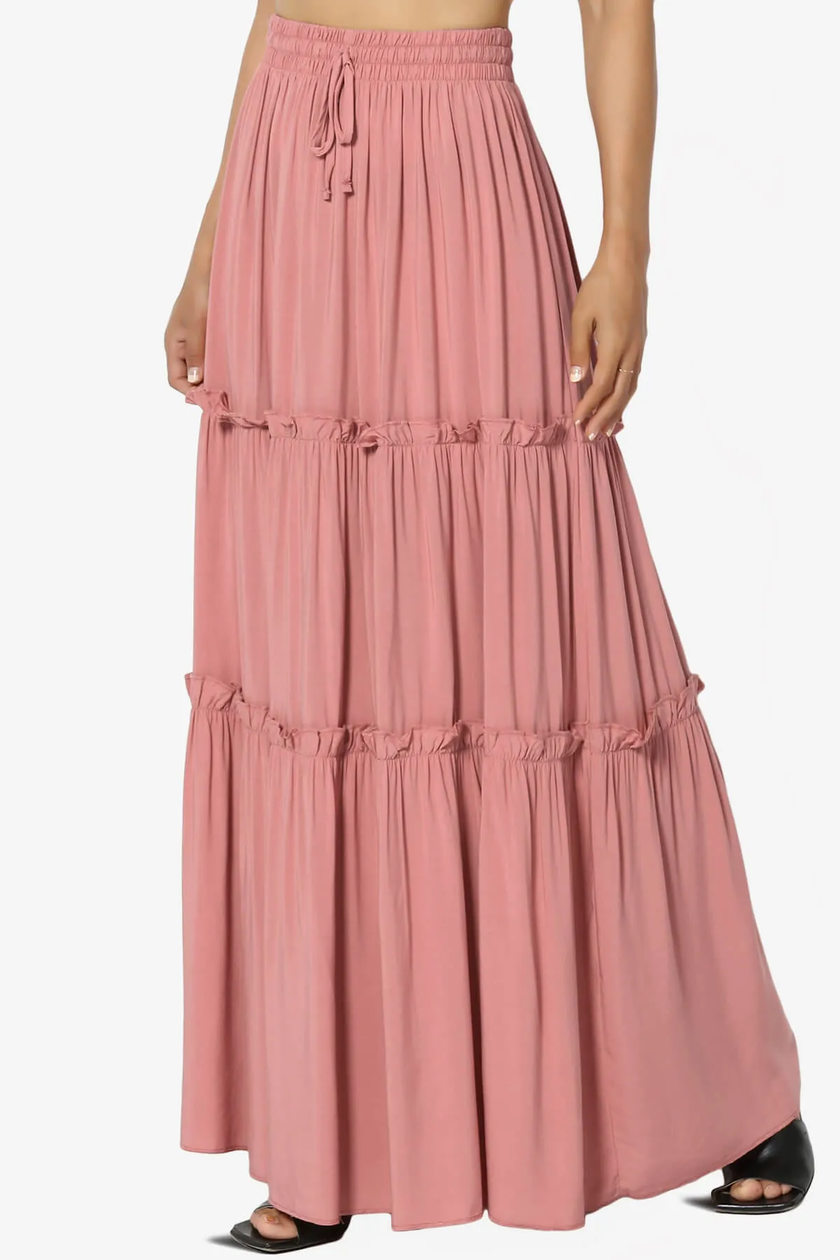 Kelton Ruffle Tiered Woven Maxi Skirt PLUS