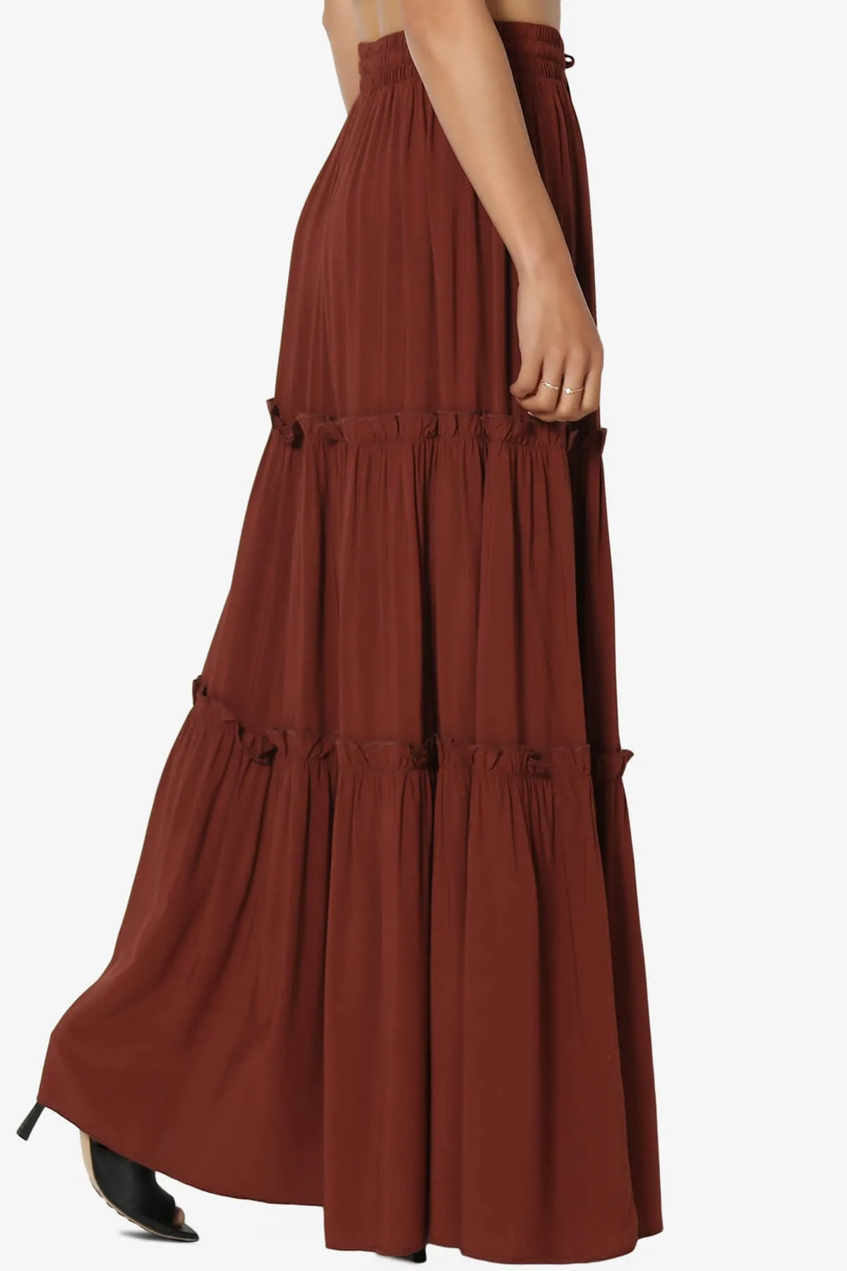 Kelton Ruffle Tiered Woven Maxi Skirt PLUS