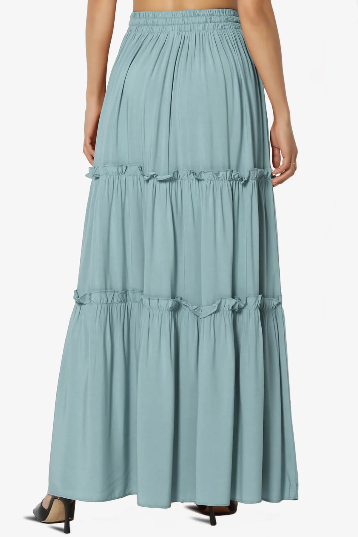 Kelton Ruffle Tiered Woven Maxi Skirt PLUS