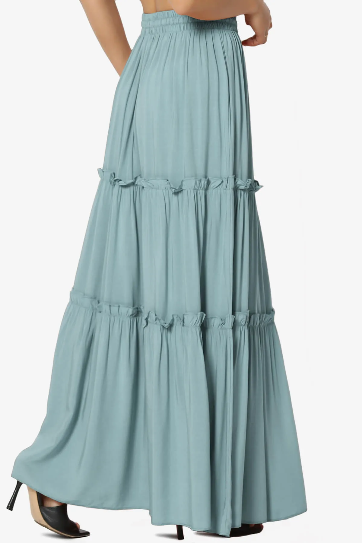 Kelton Ruffle Tiered Woven Maxi Skirt PLUS