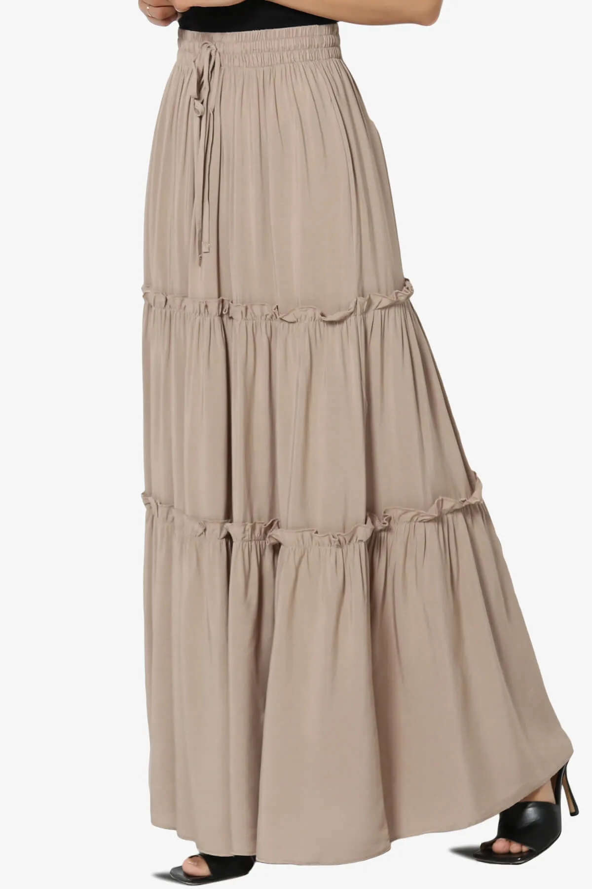 Kelton Ruffle Tiered Woven Maxi Skirt PLUS