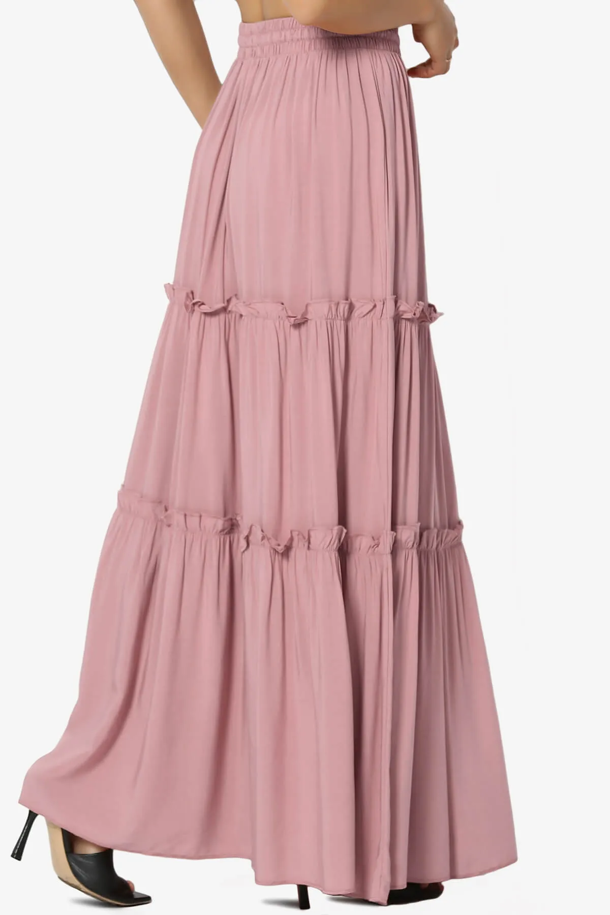 Kelton Ruffle Tiered Woven Maxi Skirt PLUS