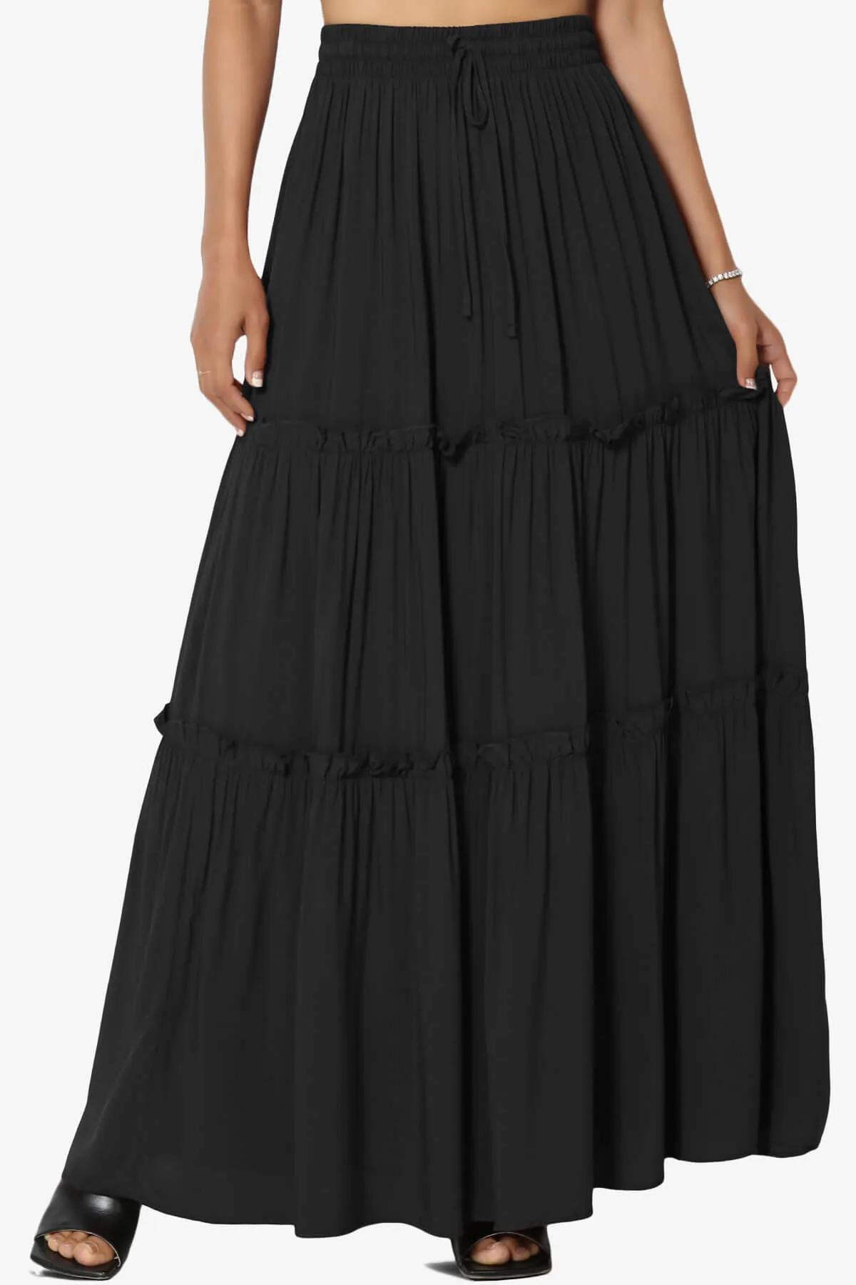 Kelton Ruffle Tiered Woven Maxi Skirt PLUS