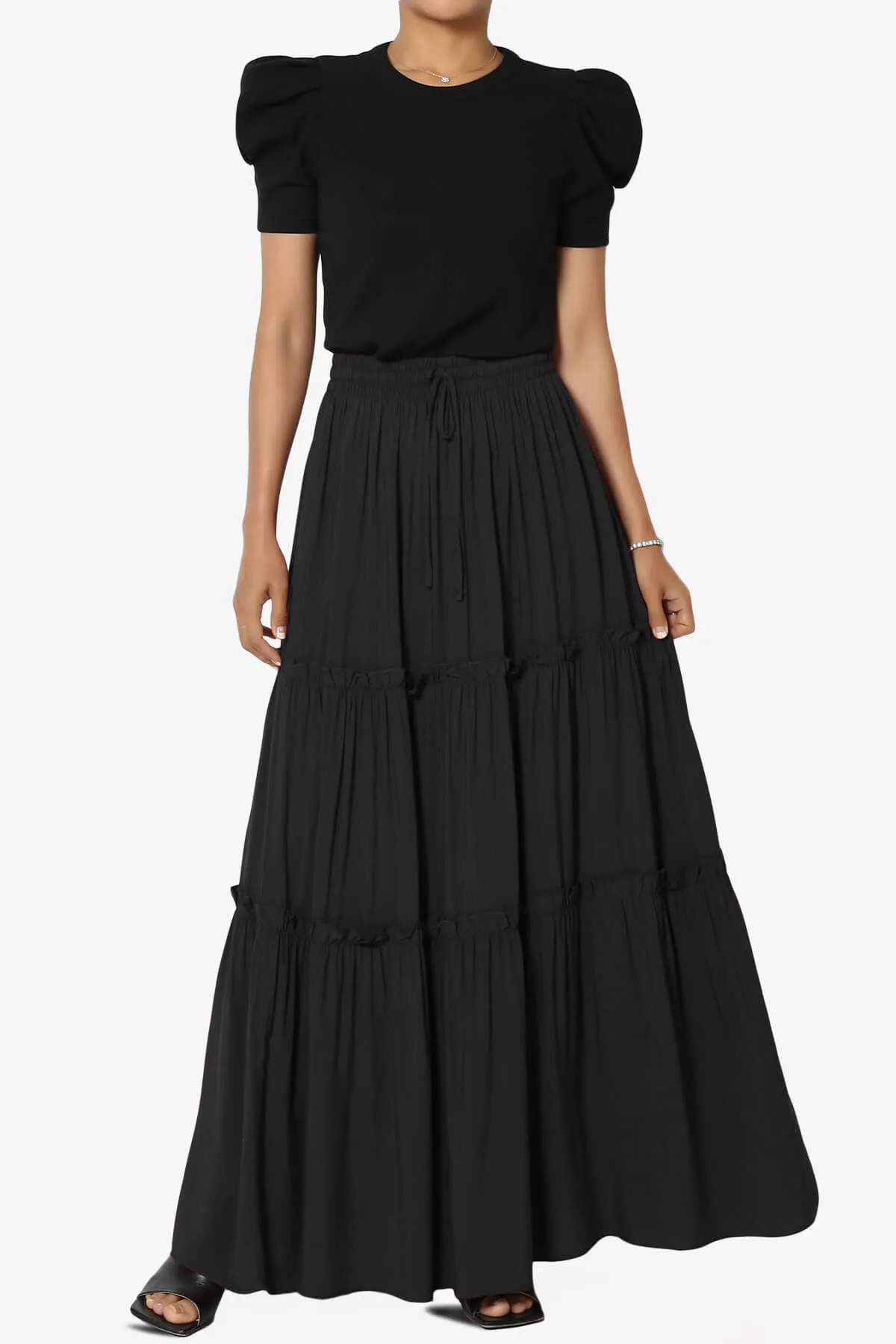 Kelton Ruffle Tiered Woven Maxi Skirt PLUS