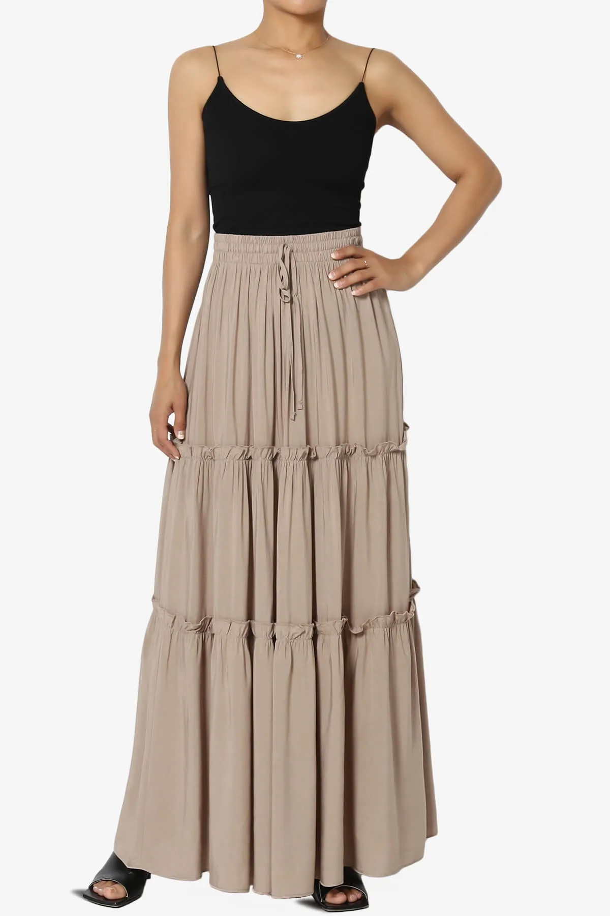 Kelton Ruffle Tiered Woven Maxi Skirt PLUS