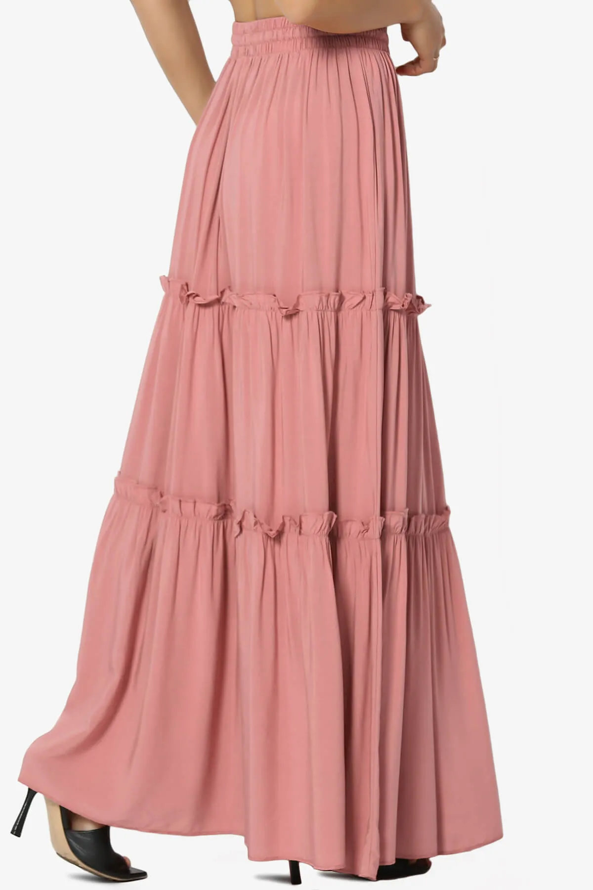 Kelton Ruffle Tiered Woven Maxi Skirt PLUS