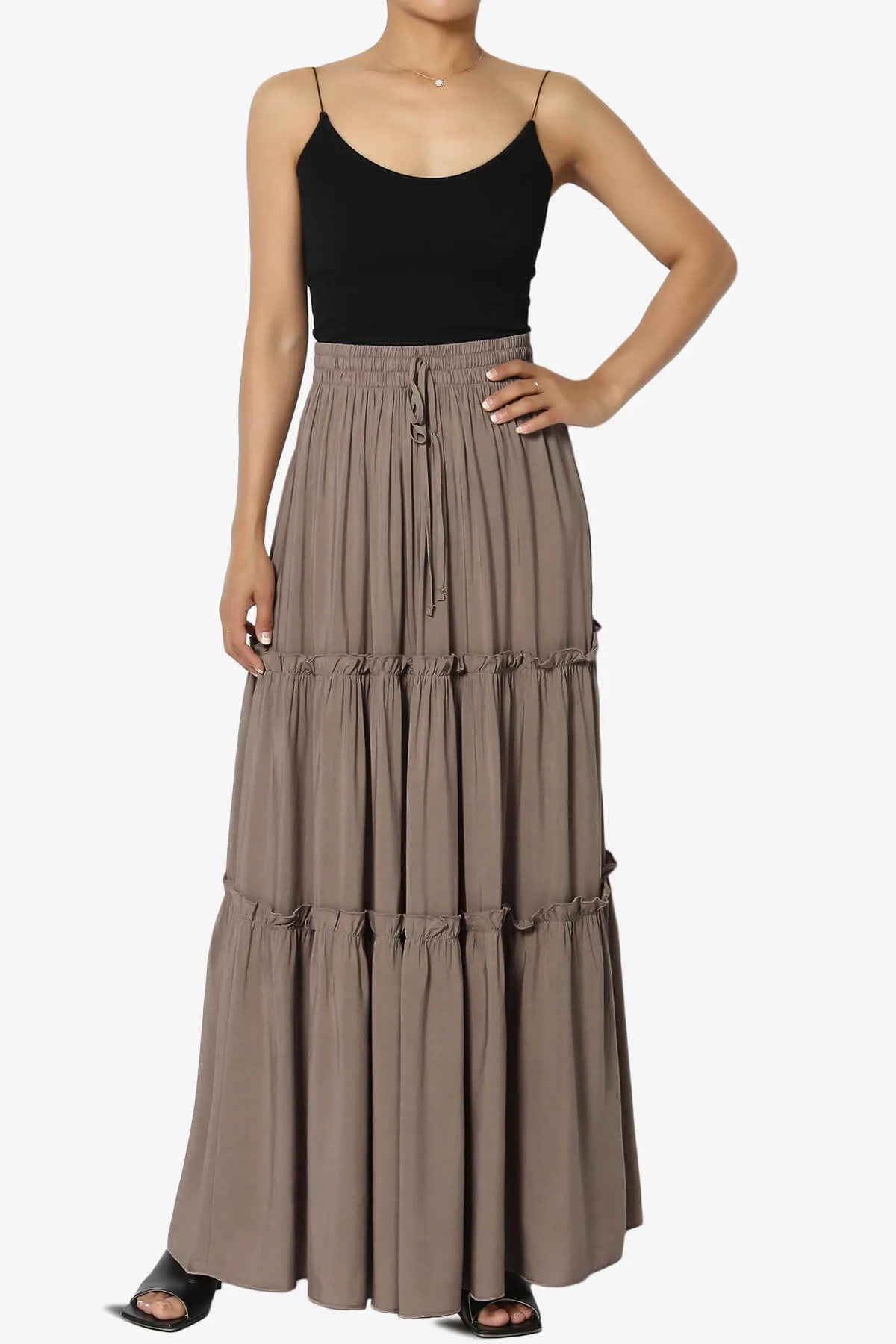 Kelton Ruffle Tiered Woven Maxi Skirt PLUS