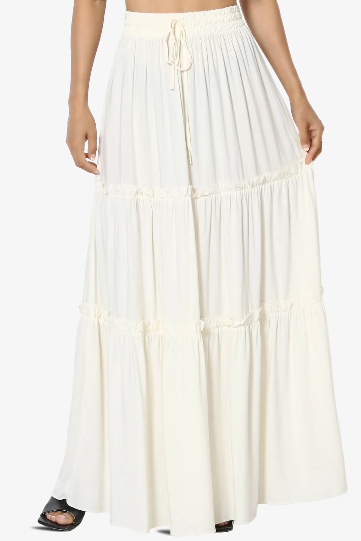 Kelton Ruffle Tiered Woven Maxi Skirt PLUS