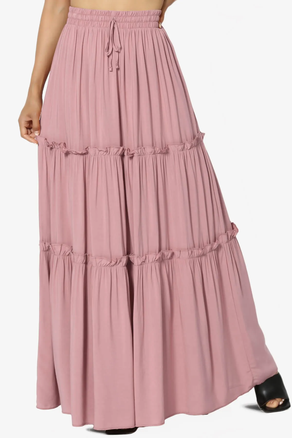 Kelton Ruffle Tiered Woven Maxi Skirt PLUS