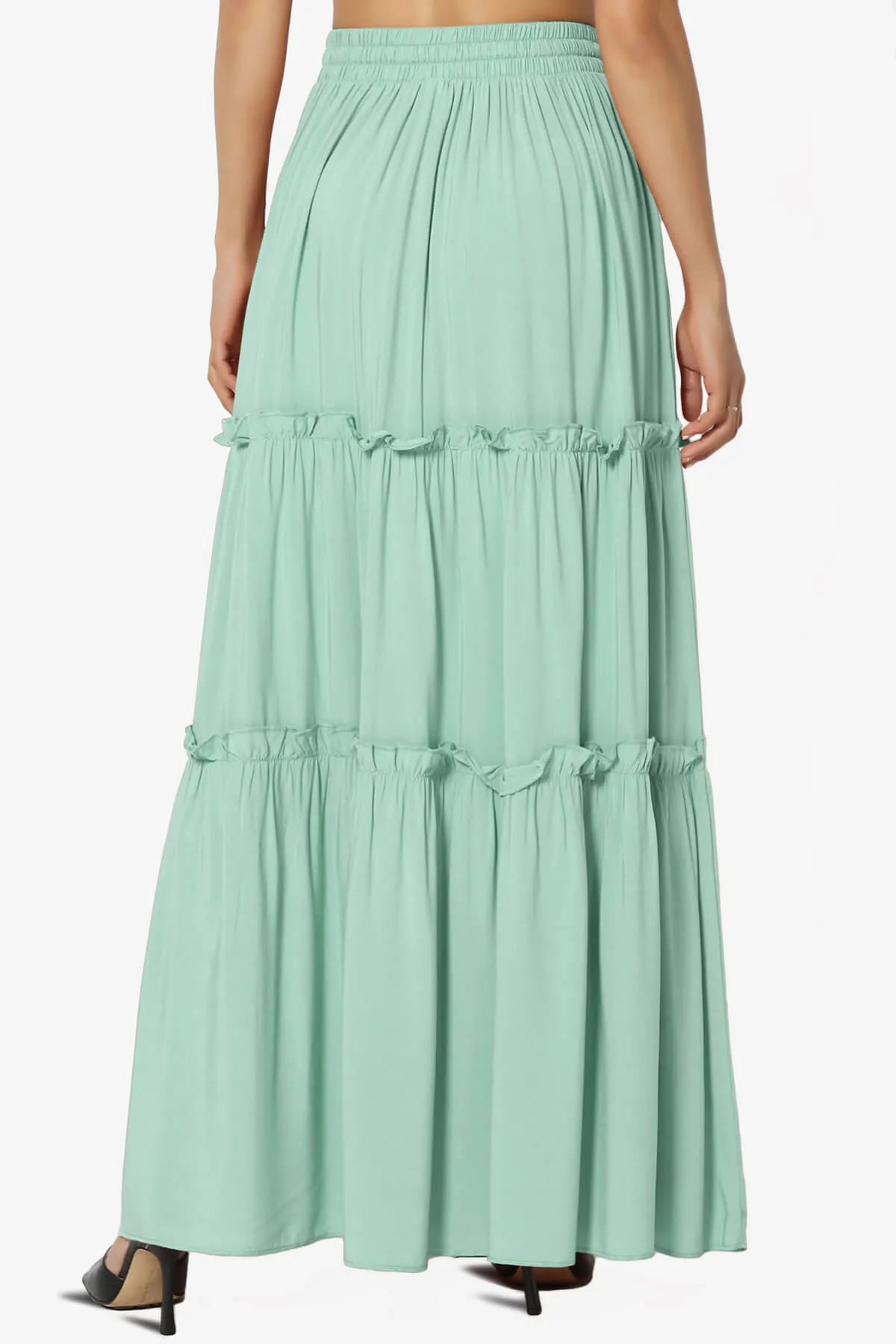 Kelton Ruffle Tiered Woven Maxi Skirt PLUS