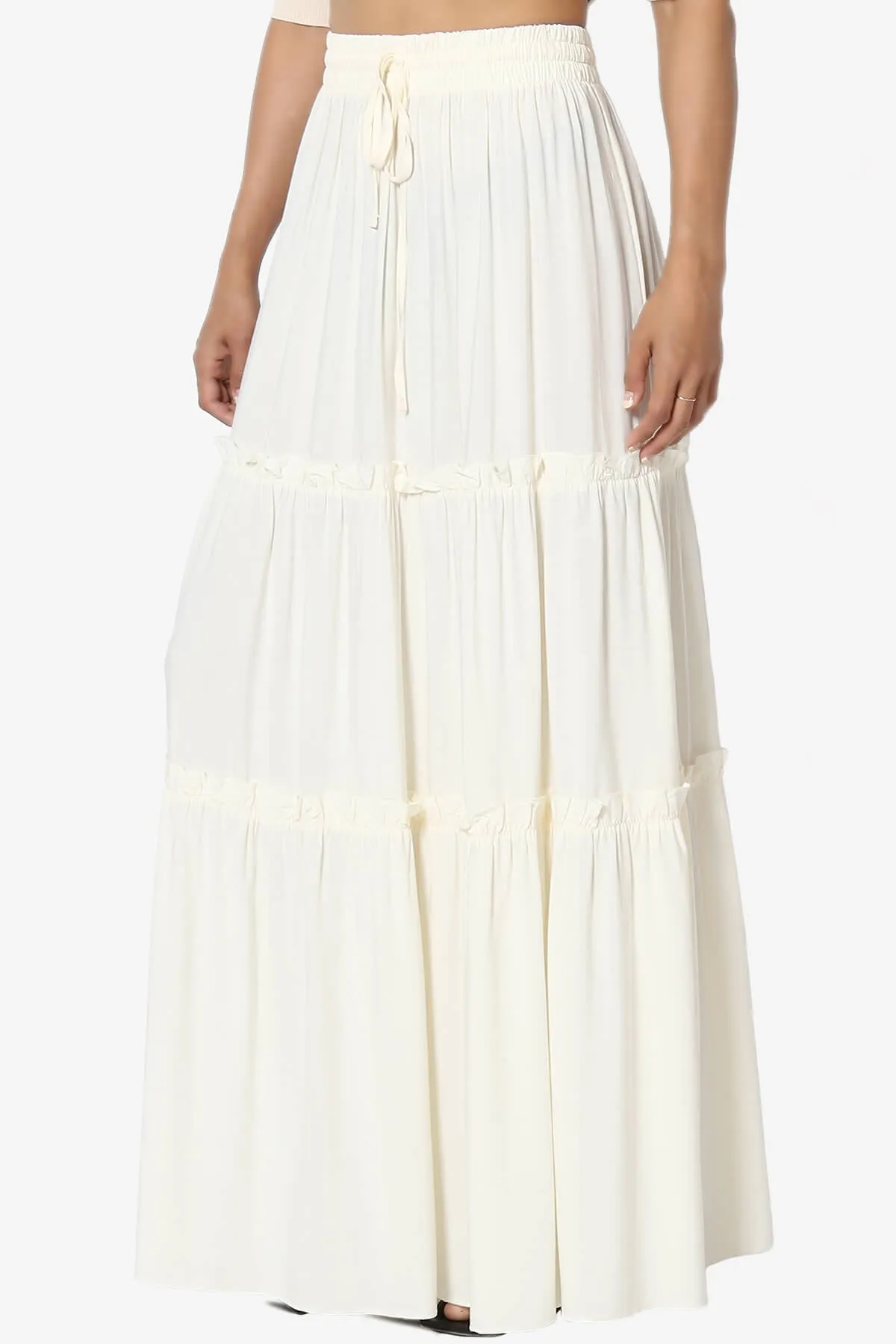Kelton Ruffle Tiered Woven Maxi Skirt PLUS