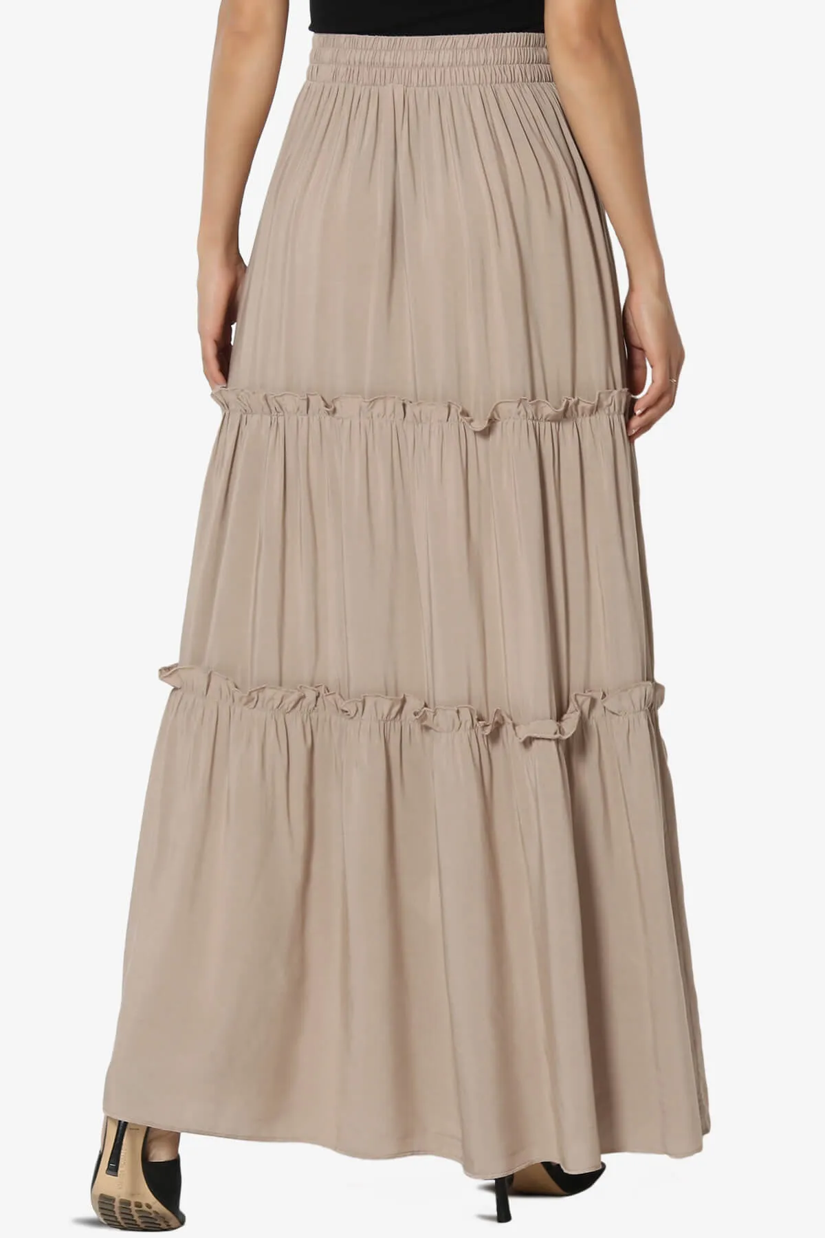 Kelton Ruffle Tiered Woven Maxi Skirt PLUS