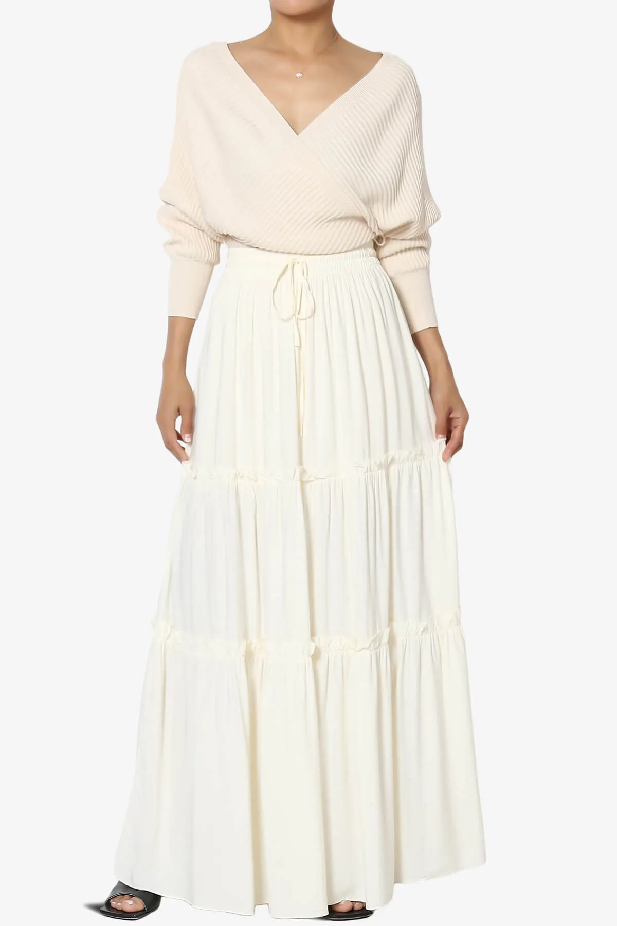Kelton Ruffle Tiered Woven Maxi Skirt PLUS