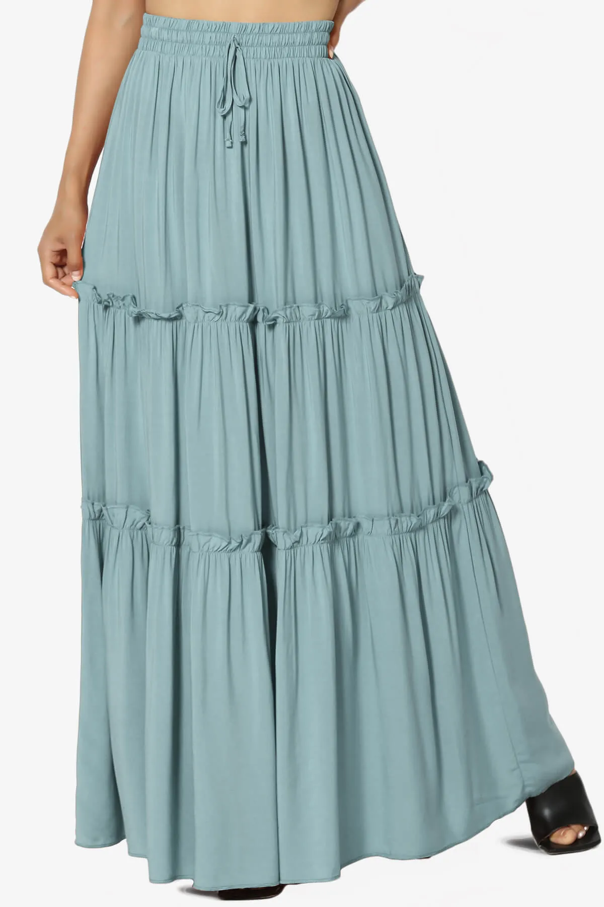 Kelton Ruffle Tiered Woven Maxi Skirt PLUS