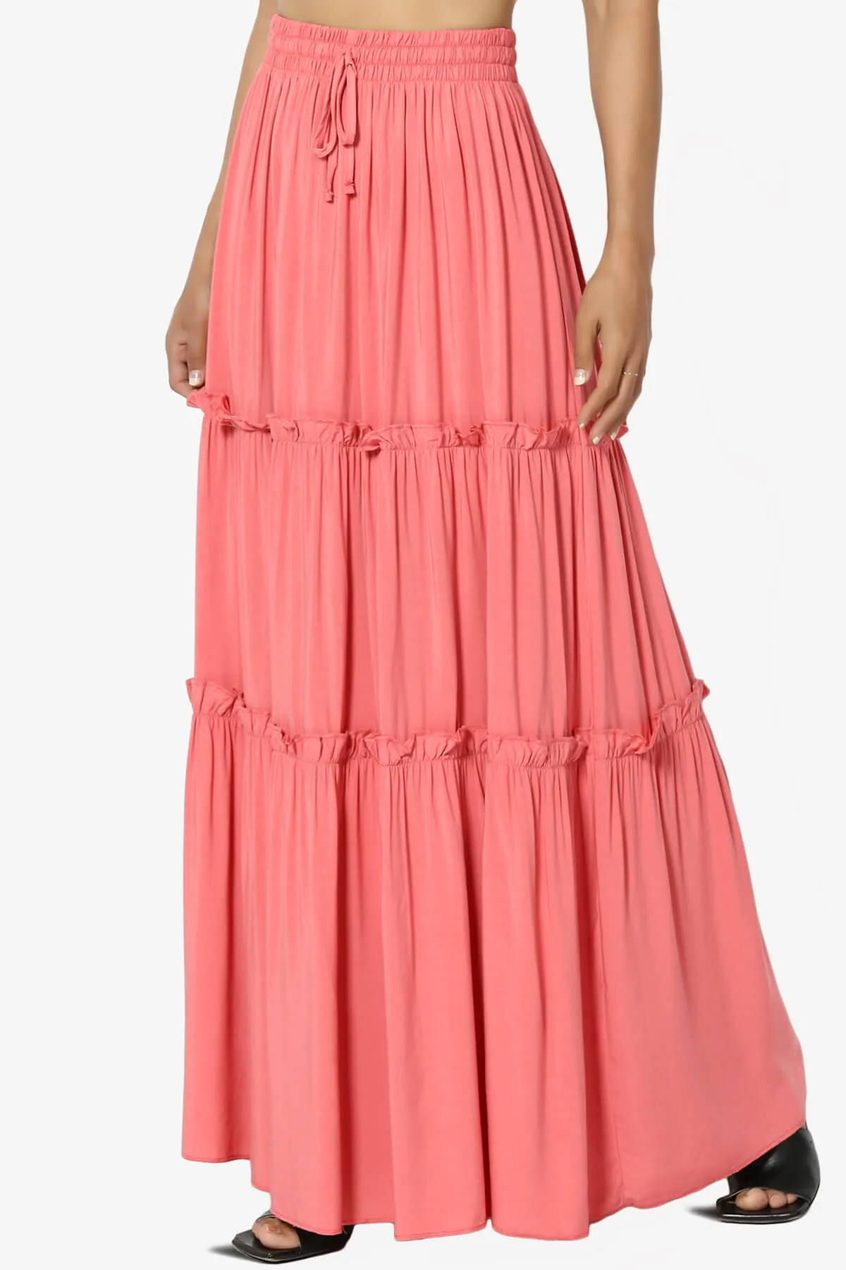 Kelton Ruffle Tiered Woven Maxi Skirt PLUS