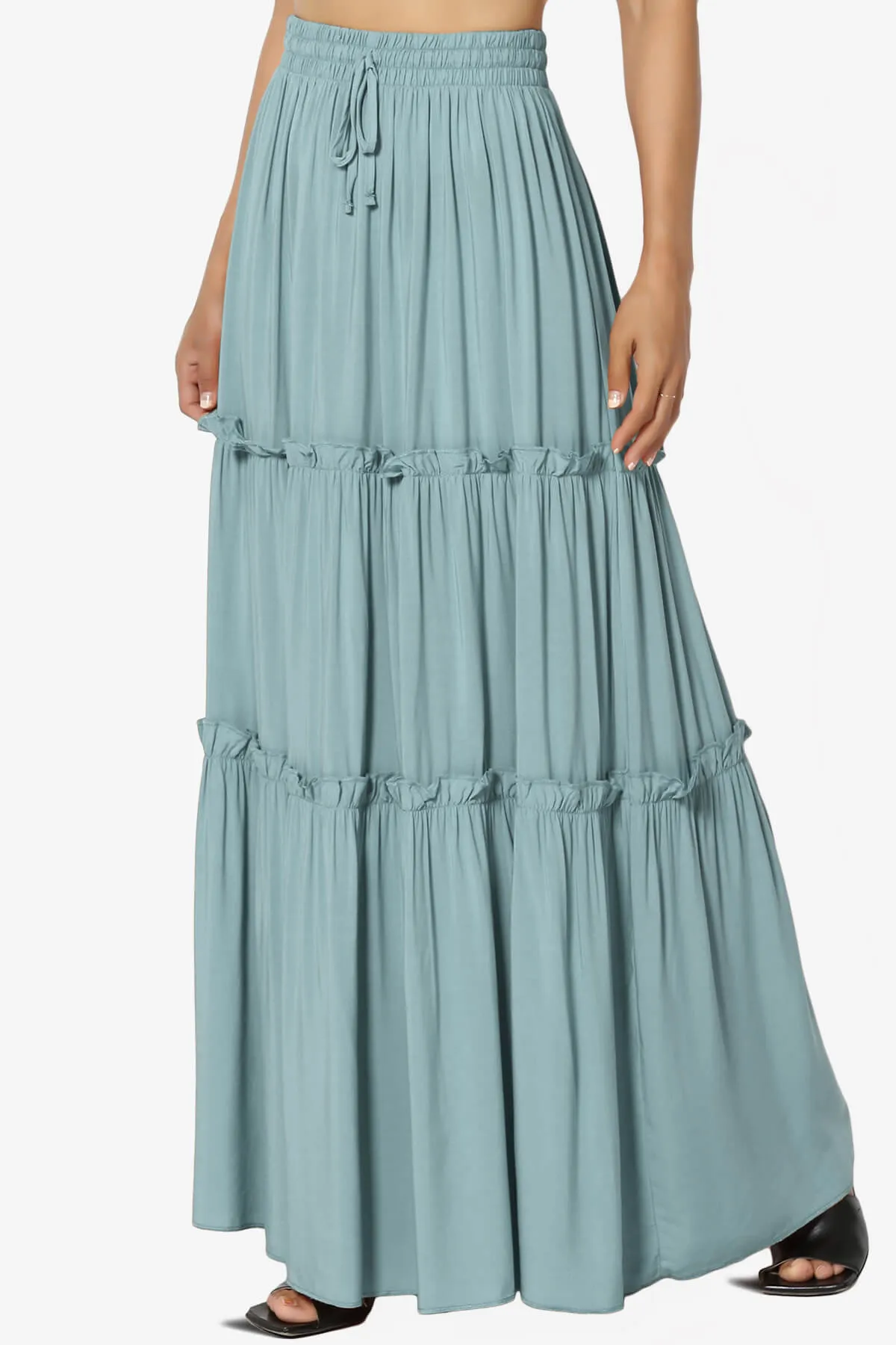 Kelton Ruffle Tiered Woven Maxi Skirt PLUS