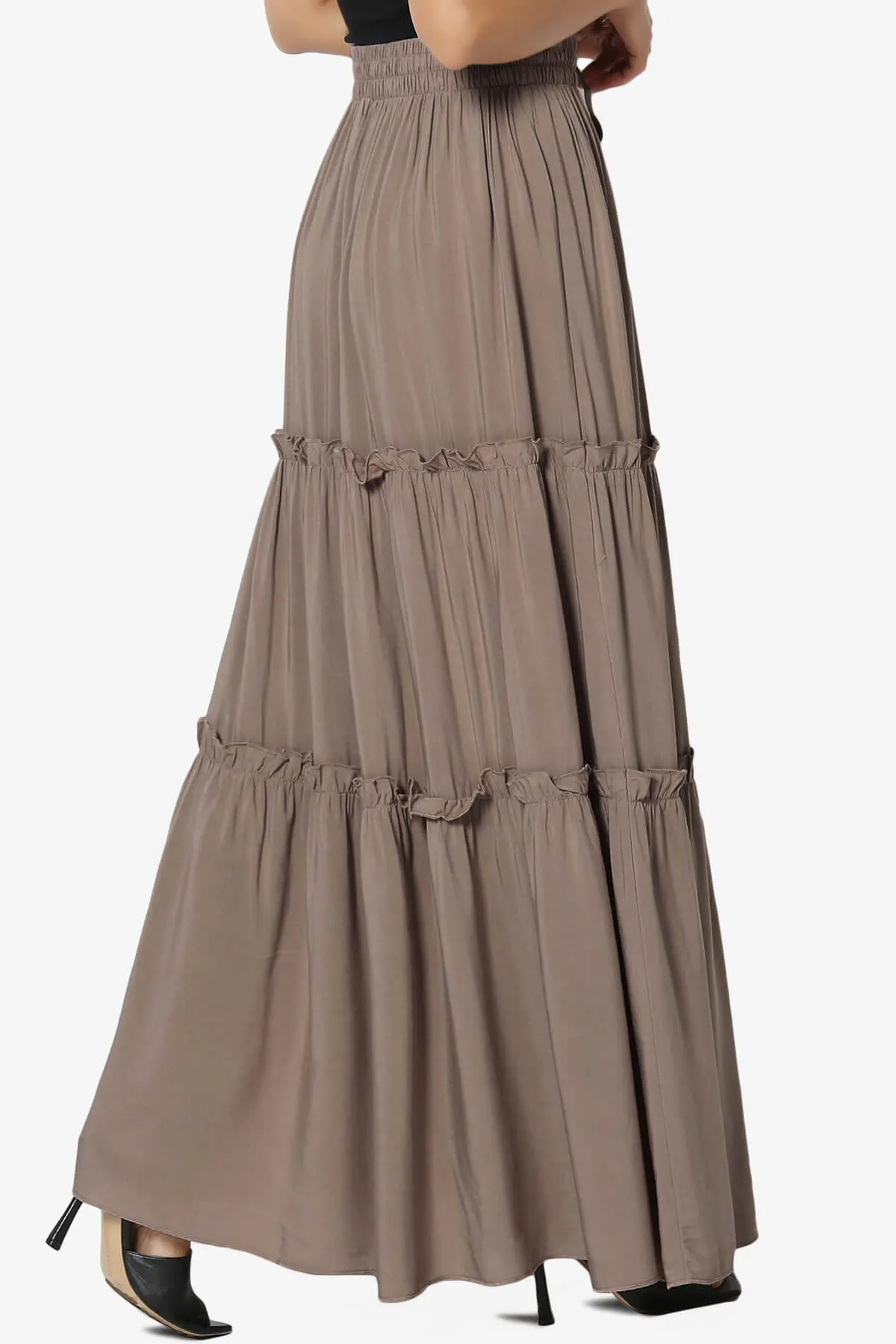 Kelton Ruffle Tiered Woven Maxi Skirt PLUS