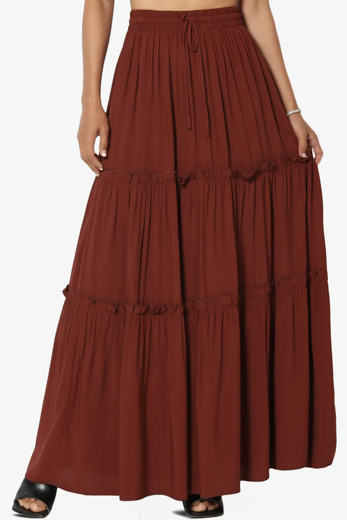 Kelton Ruffle Tiered Woven Maxi Skirt PLUS