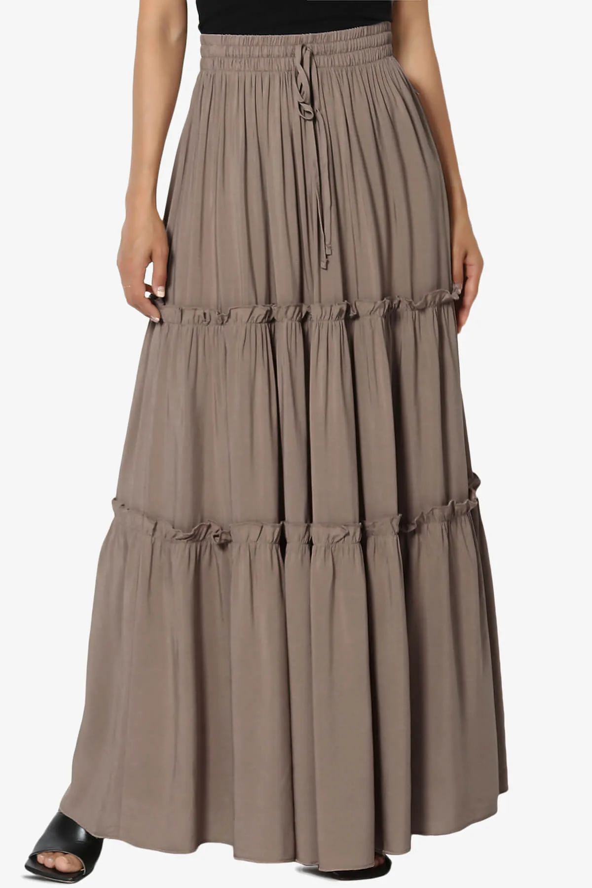 Kelton Ruffle Tiered Woven Maxi Skirt PLUS