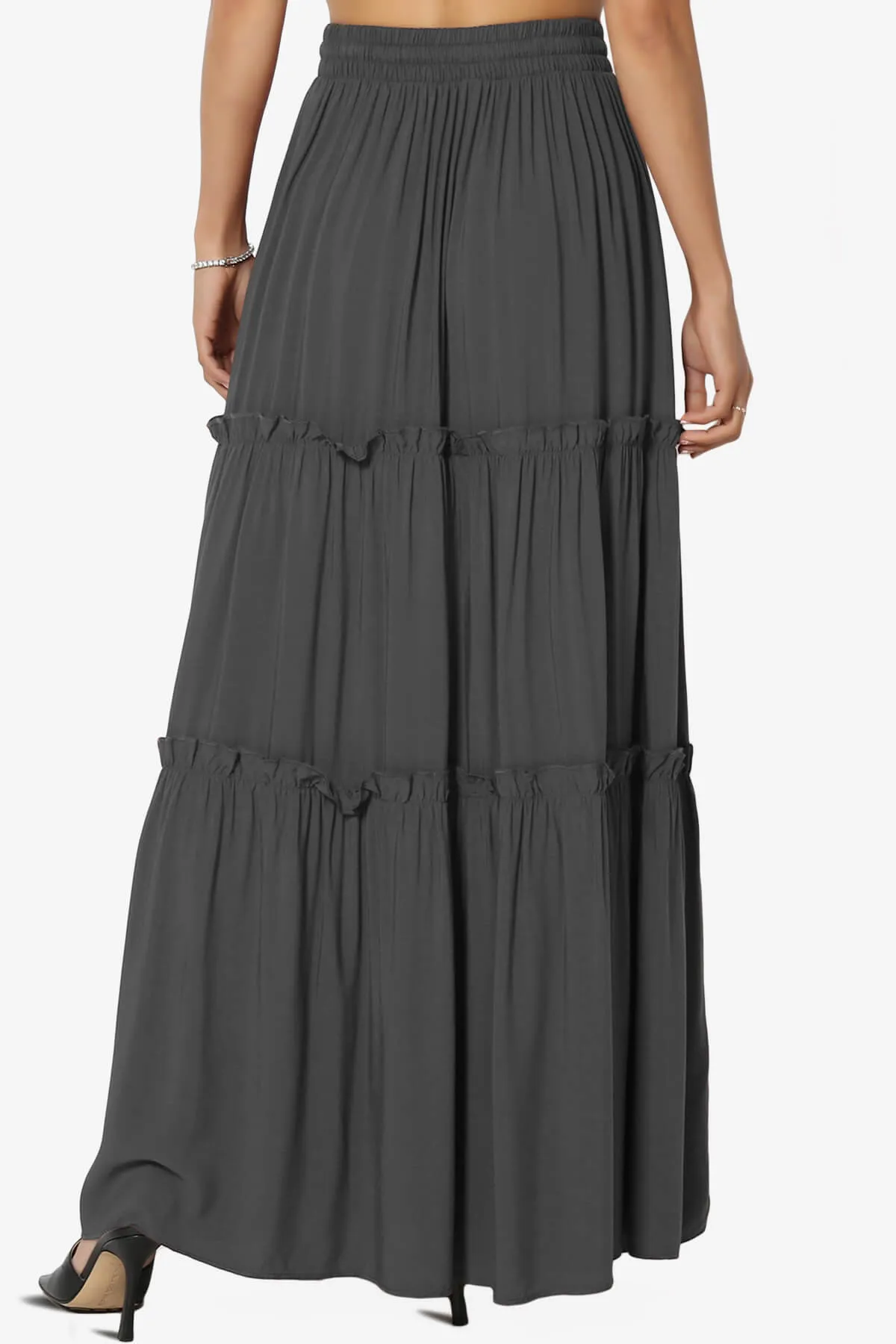 Kelton Ruffle Tiered Woven Maxi Skirt PLUS