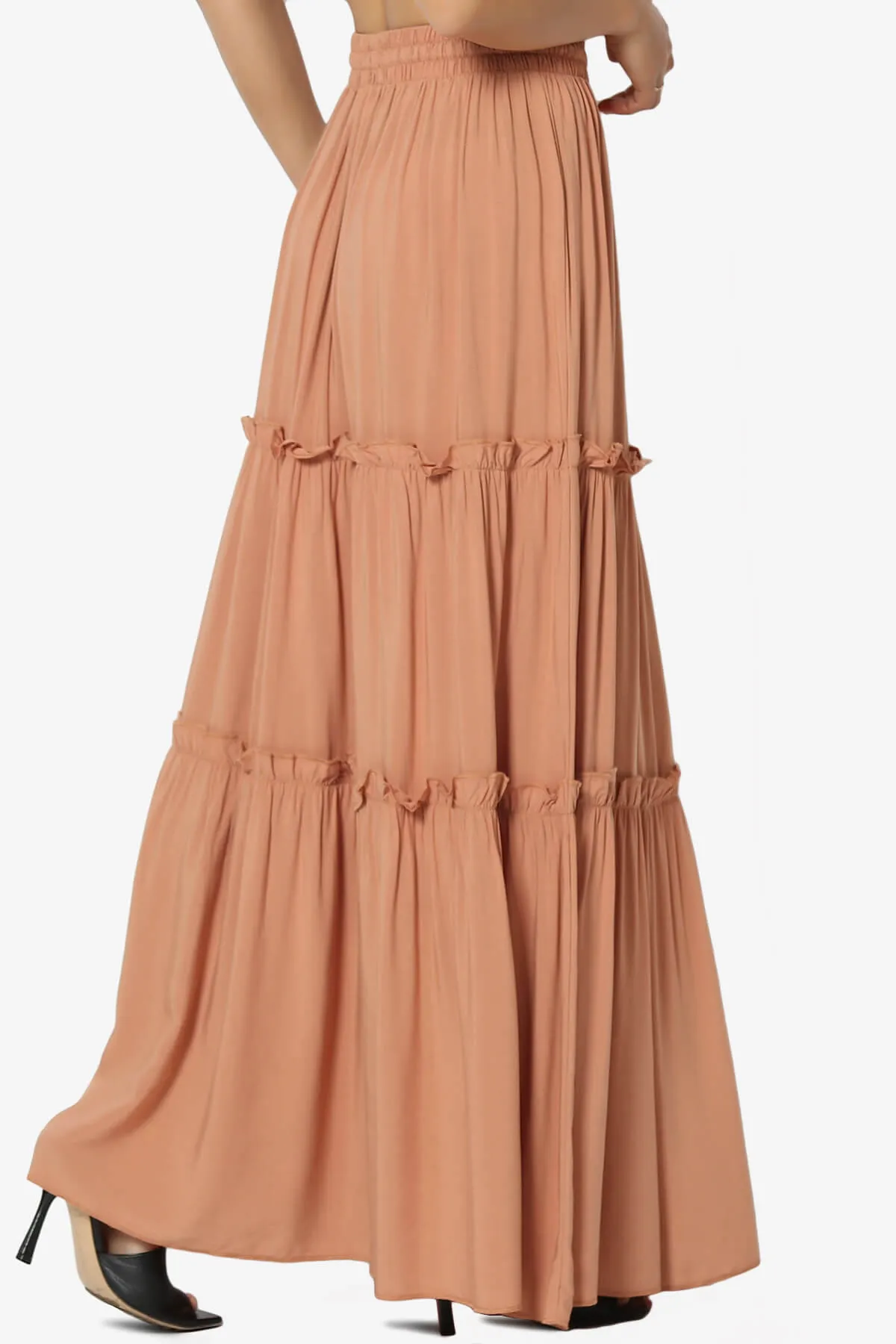 Kelton Ruffle Tiered Woven Maxi Skirt PLUS