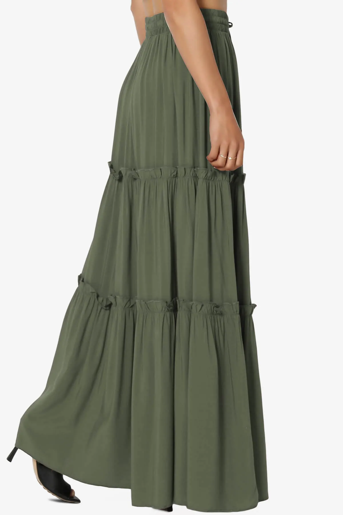 Kelton Ruffle Tiered Woven Maxi Skirt PLUS