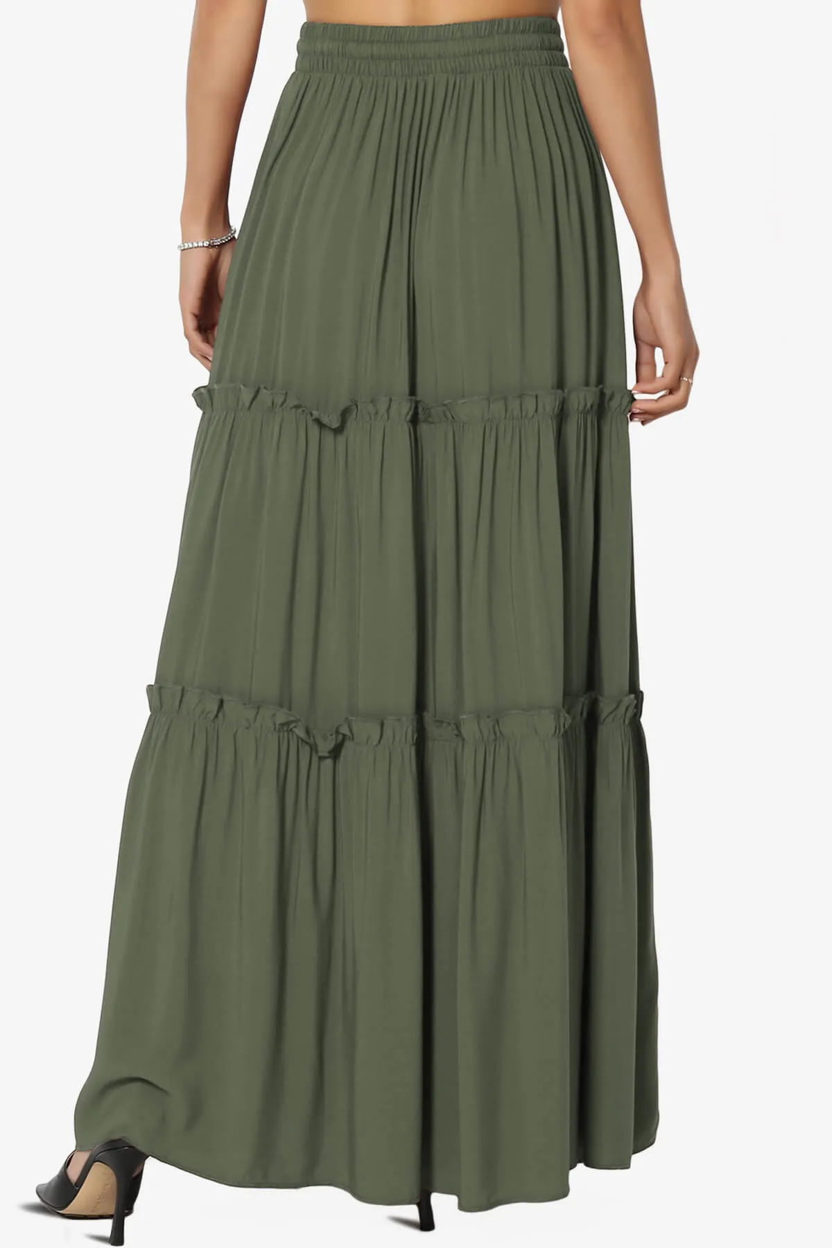 Kelton Ruffle Tiered Woven Maxi Skirt PLUS