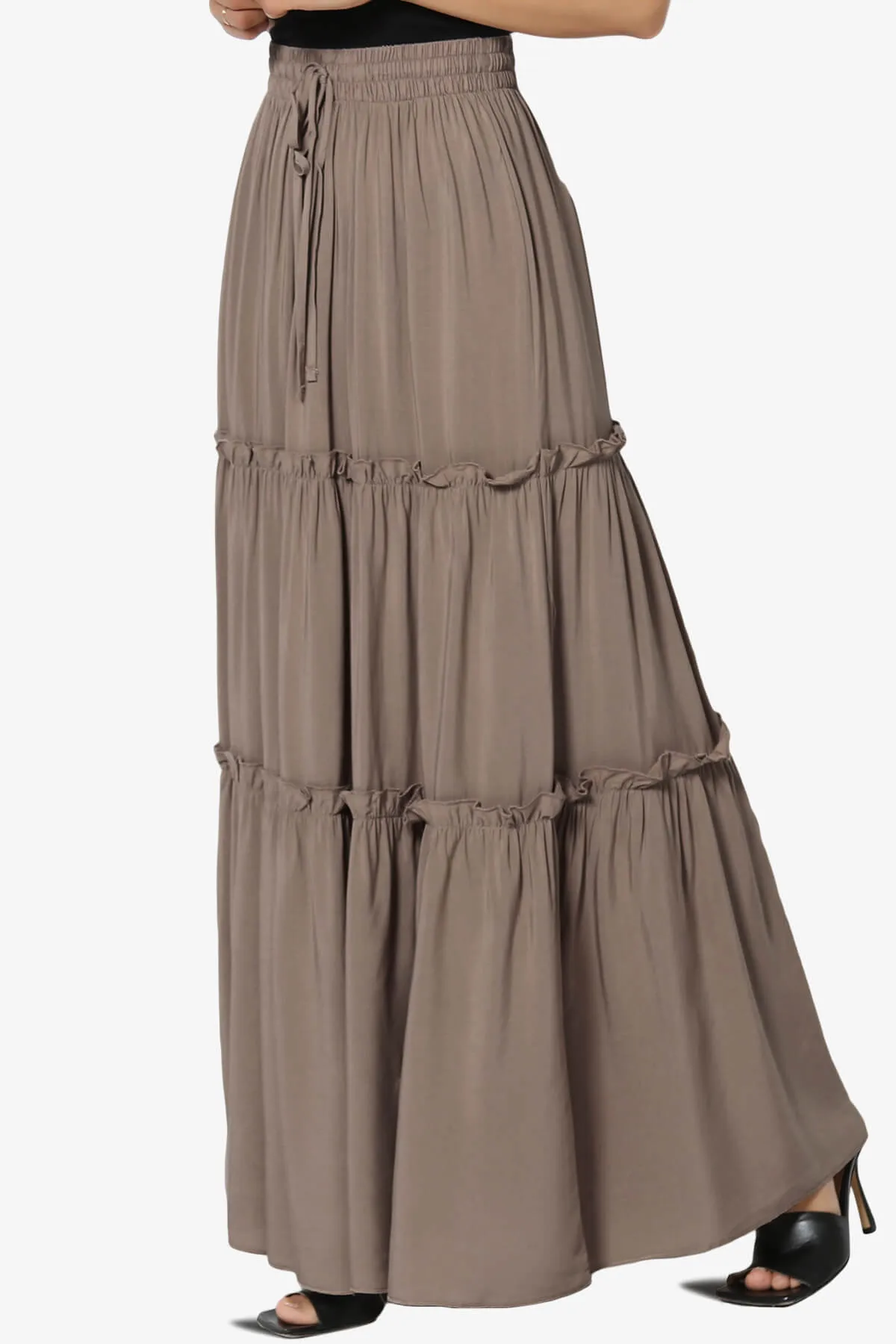 Kelton Ruffle Tiered Woven Maxi Skirt PLUS