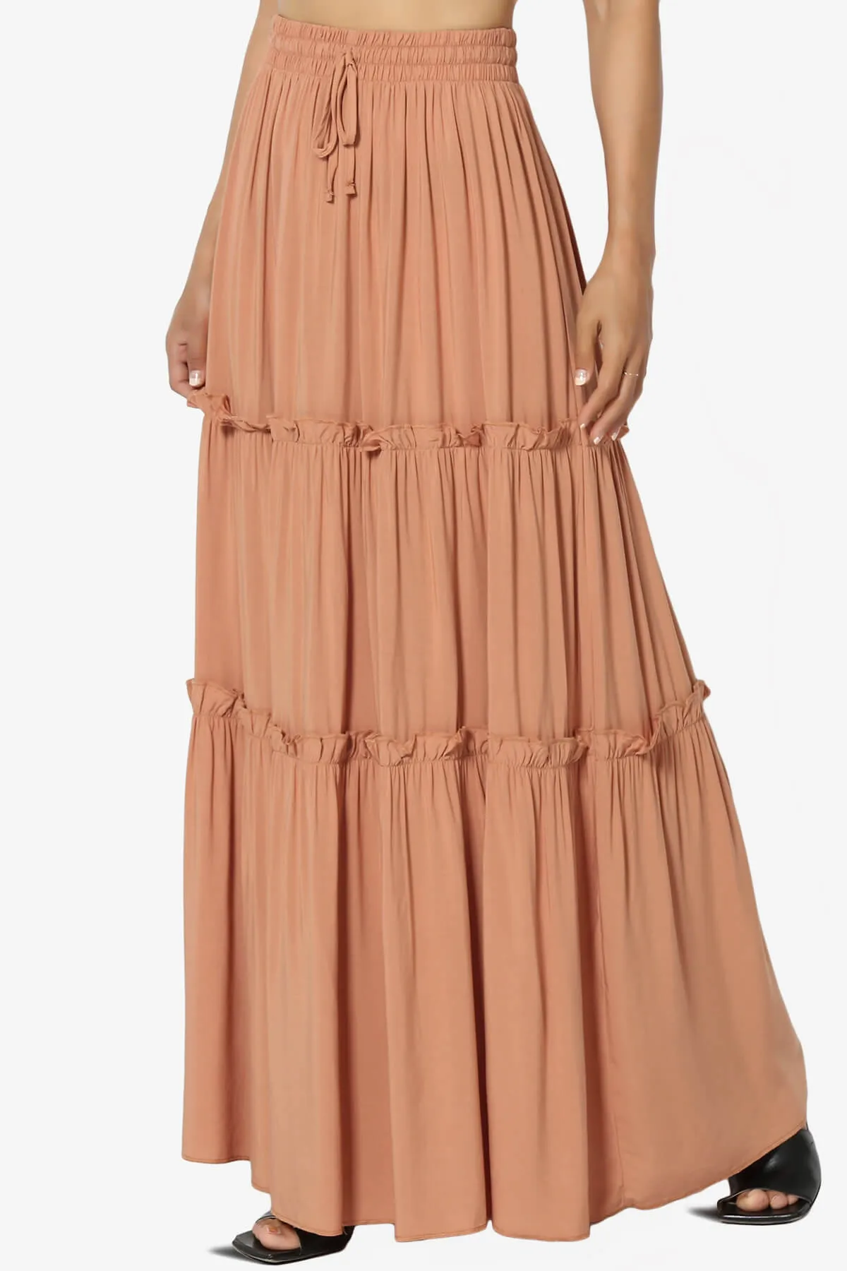 Kelton Ruffle Tiered Woven Maxi Skirt PLUS