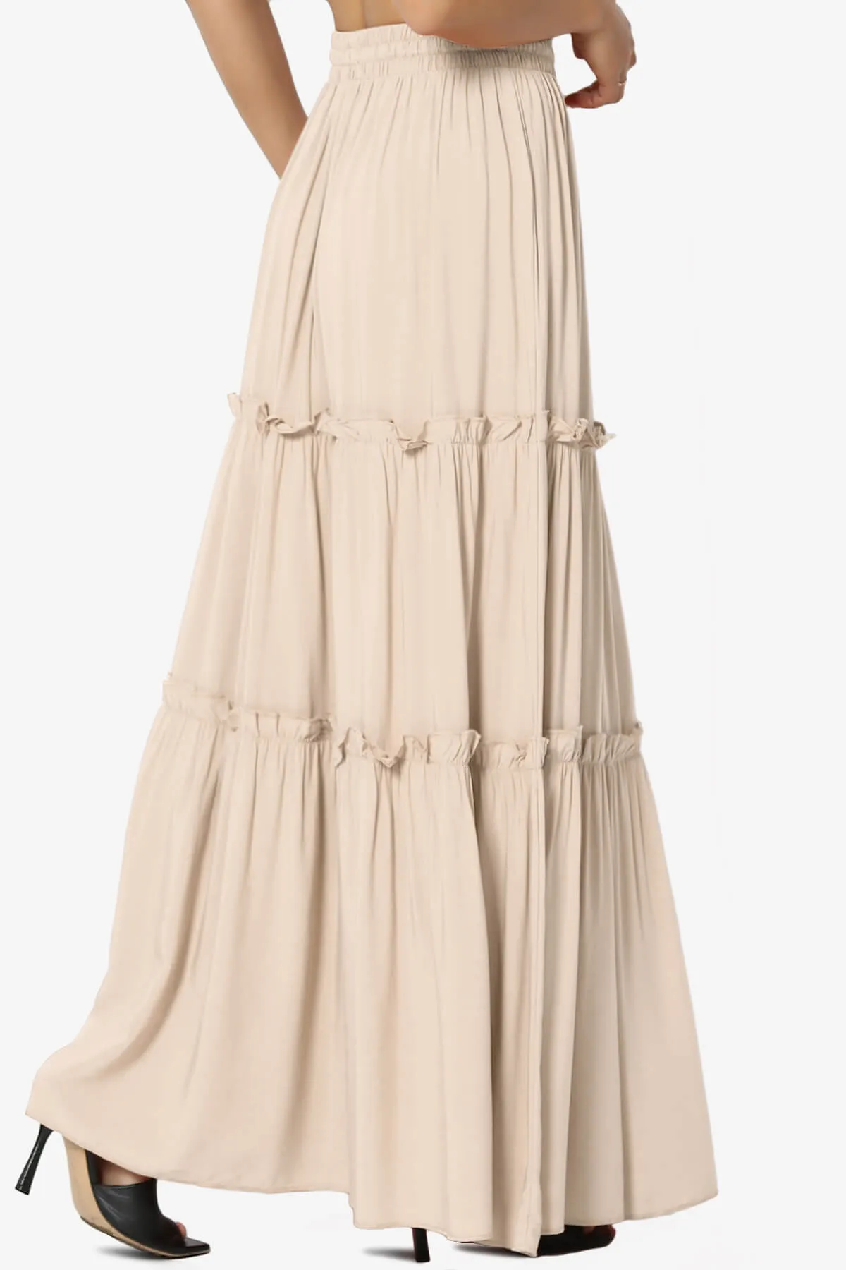 Kelton Ruffle Tiered Woven Maxi Skirt PLUS
